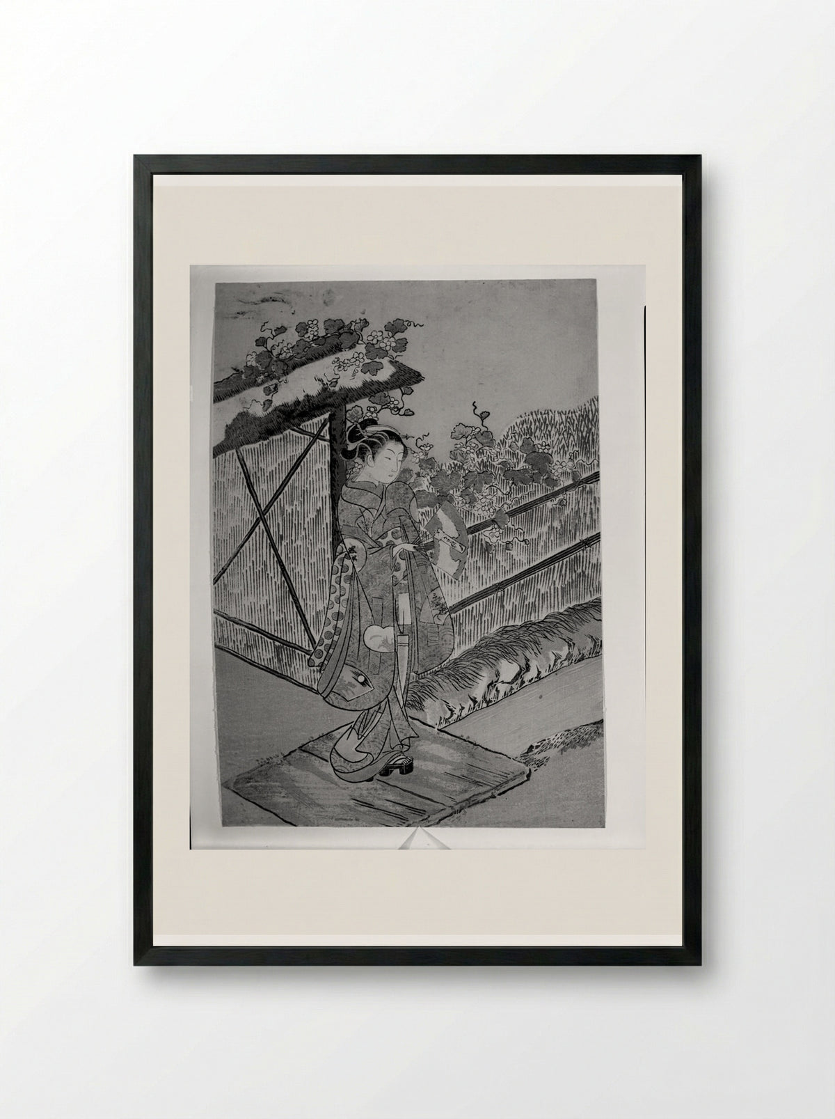 Parody of the Yūgao Chapter of the Tale of Genji - Suzuki Harunobu - Framed Print Black
