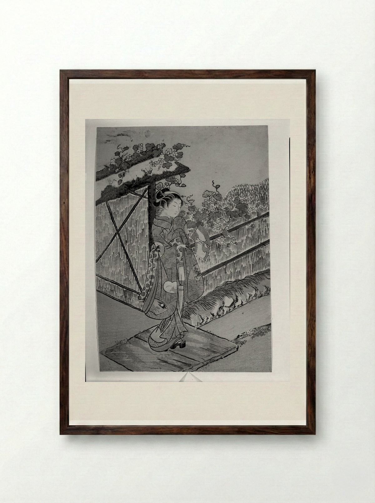 Parody of the Yūgao Chapter of the Tale of Genji - Suzuki Harunobu - Framed Print Dark Wood