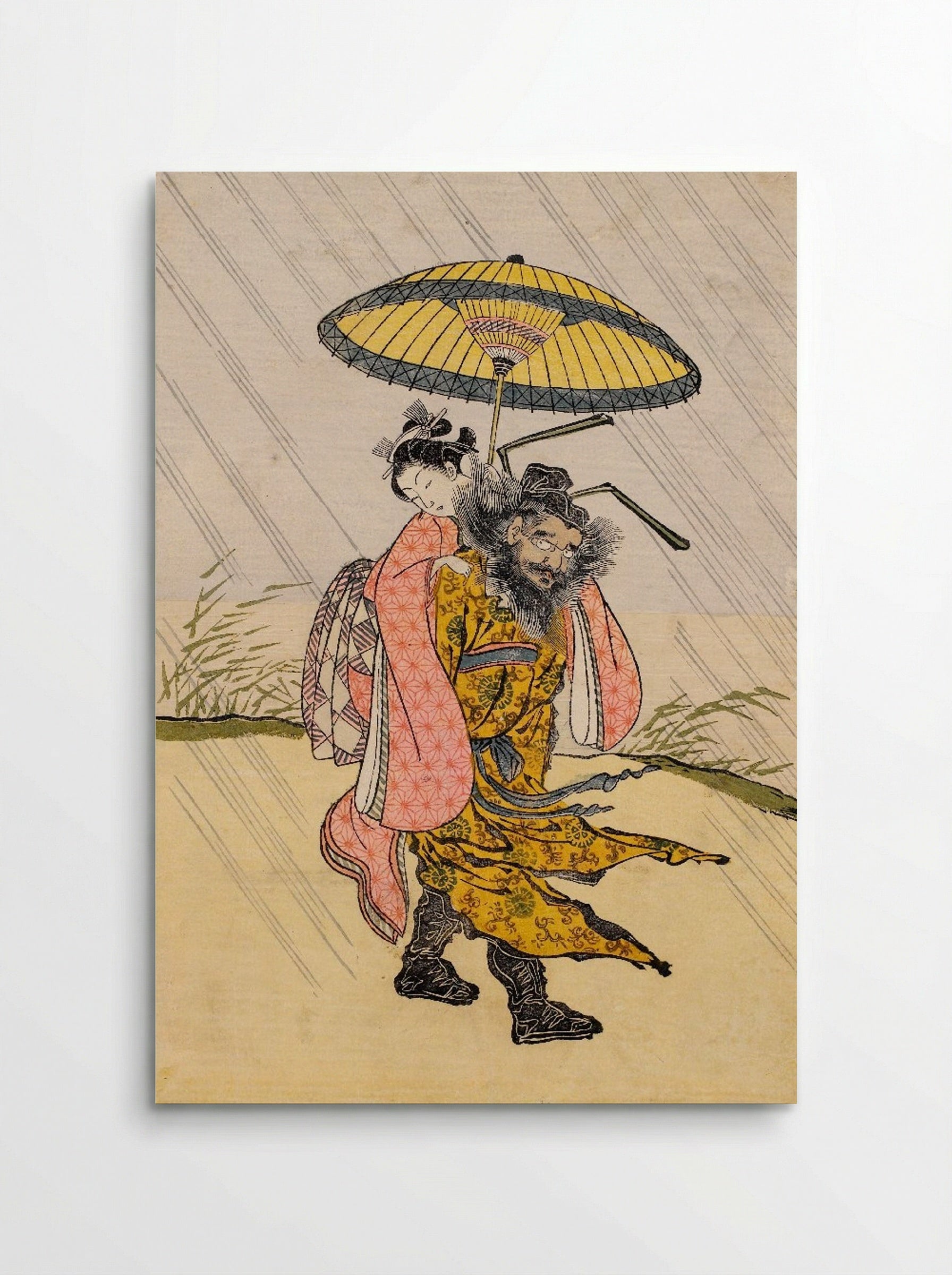 Parody with Young Girl as a Daoist Immortal Handaka Sonja Conjuring a Dragon from a Bowl - Suzuki Harunobu - Poster