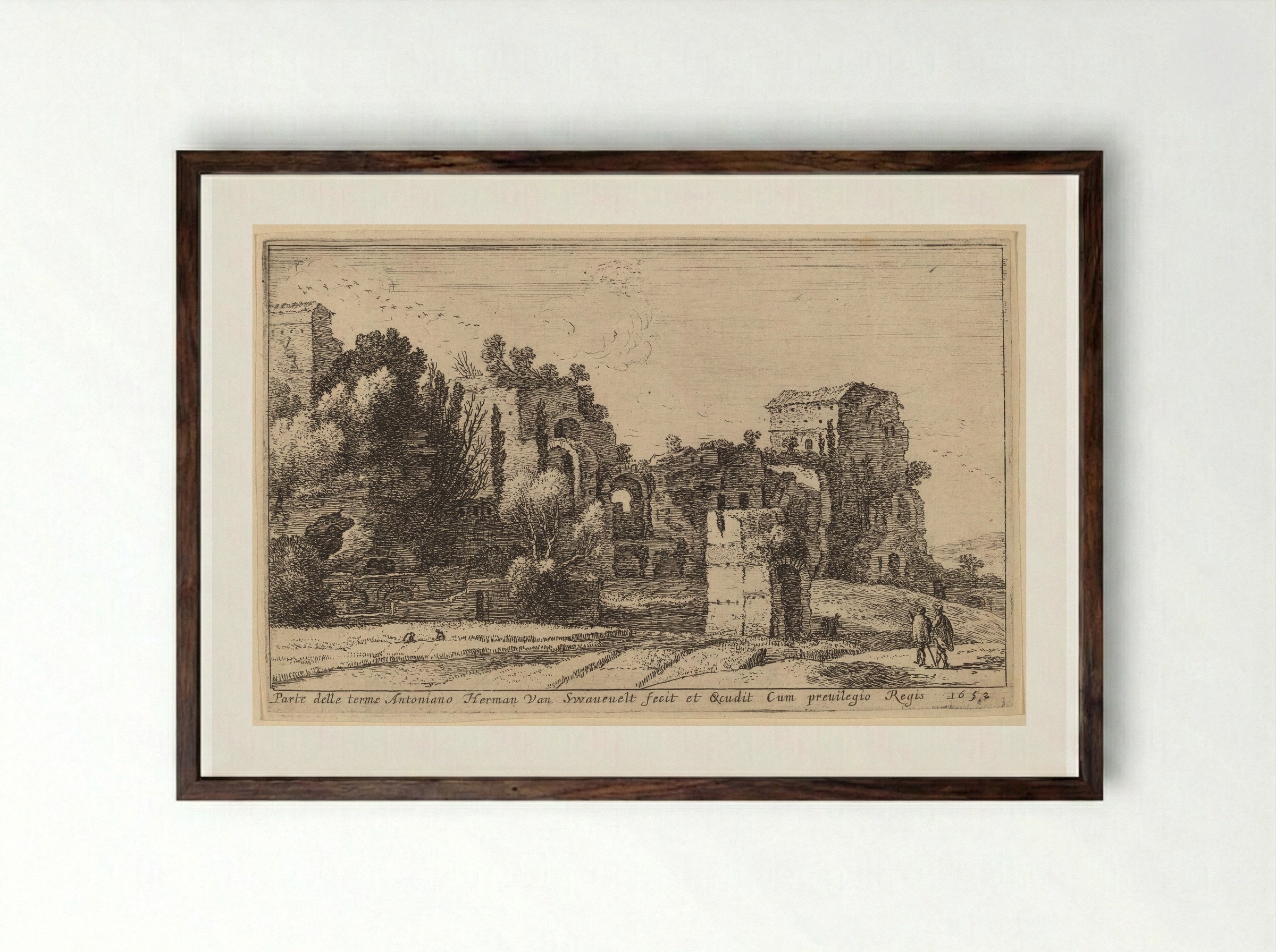 Parte delle terme Antoniano - Herman van Swanevelt - Framed Print Dark Wood