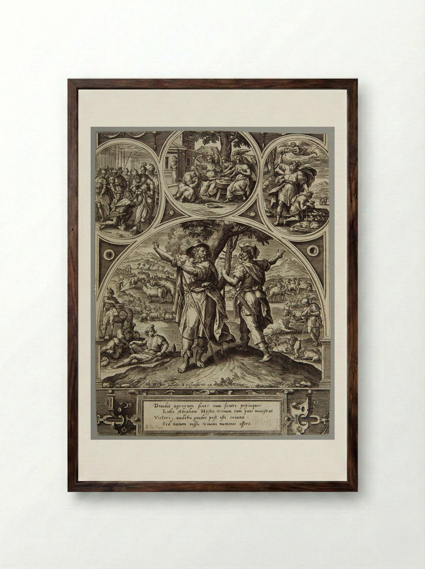 Parting of Abraham and Lot - Adriaen Collaert - Framed Print Dark Wood