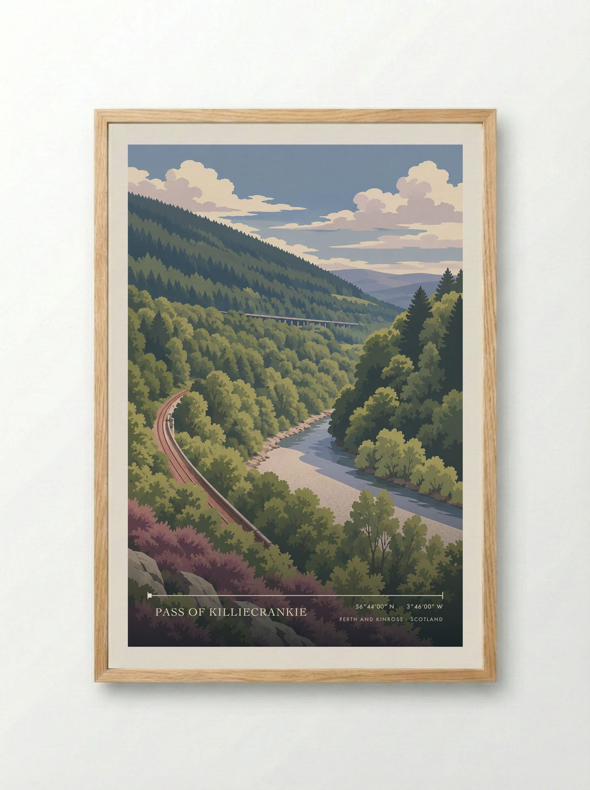 Pass of Killiecrankie, Perth and Kinross | Travel Poster - Framed Print Wood