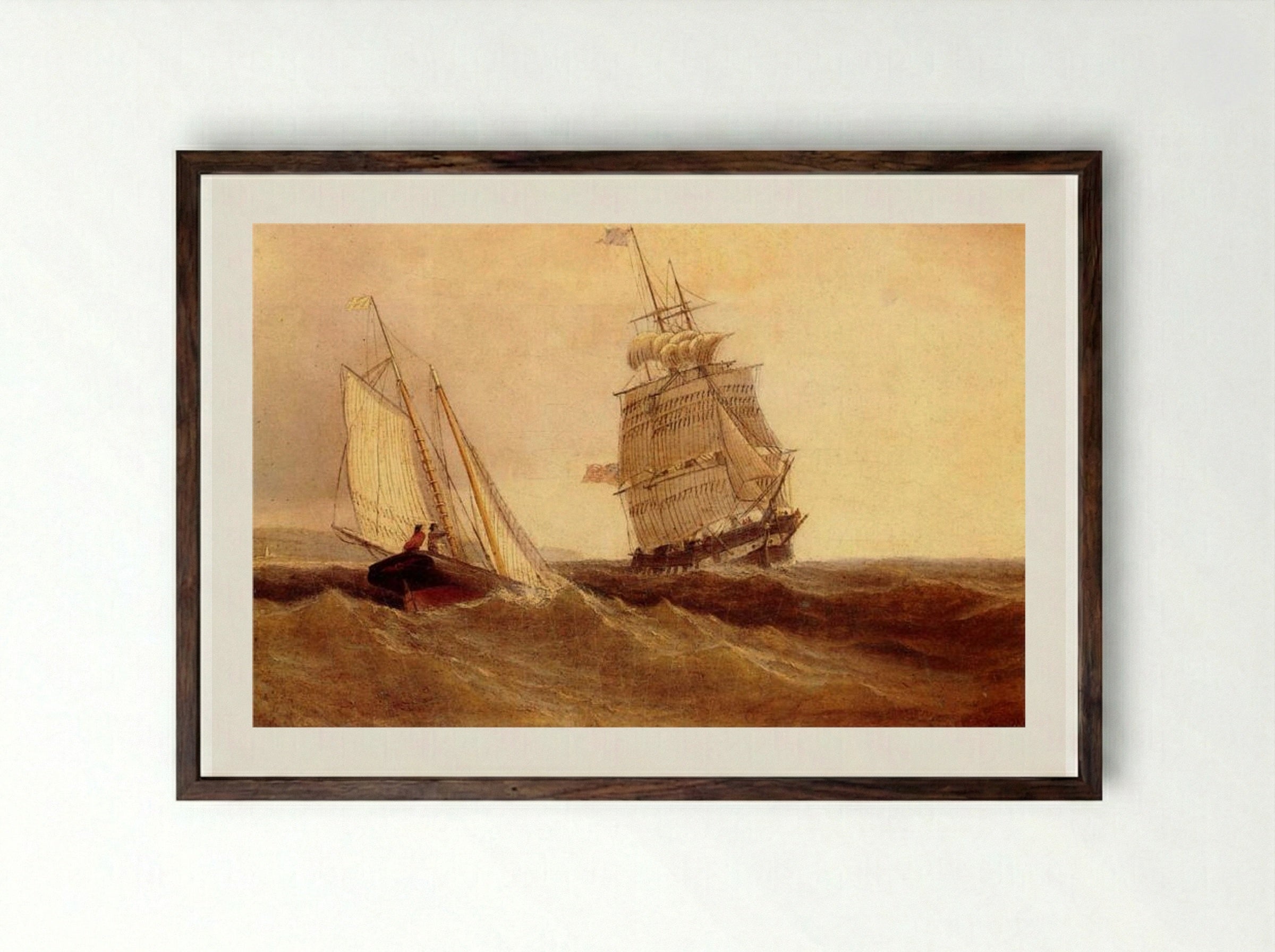 Passing Ships - William Bradford - Framed Print Dark Wood