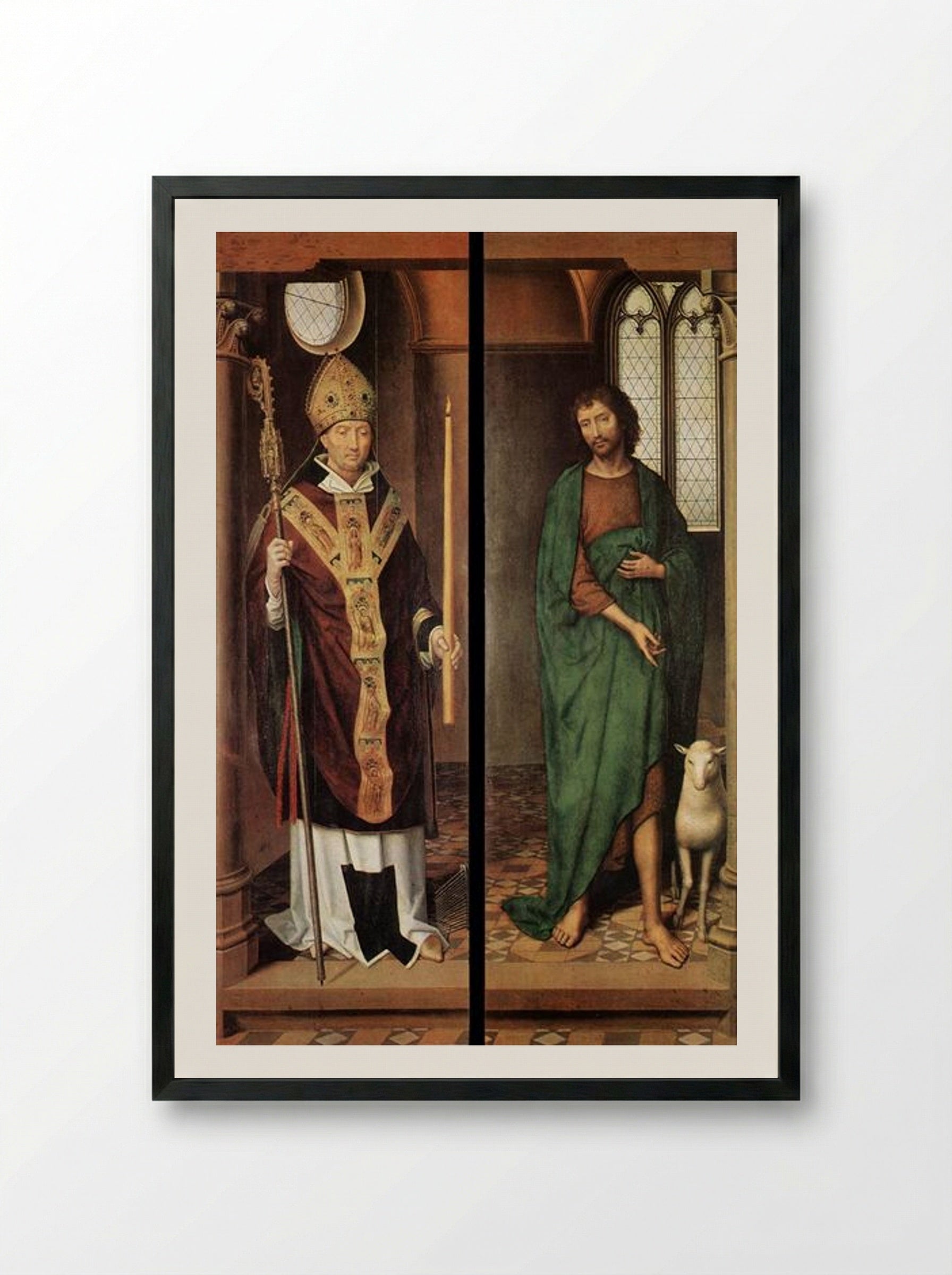 Passion (Greverade) Altarpiece (first closed position) - Hans Memling - Framed Print Black