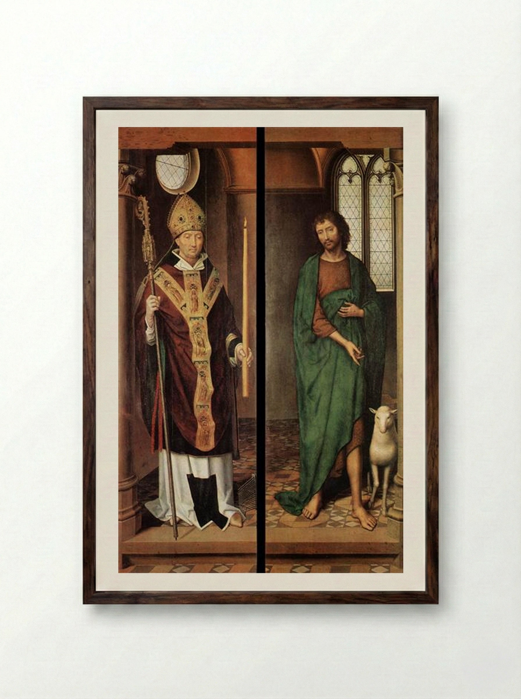 Passion (Greverade) Altarpiece (first closed position) - Hans Memling - Framed Print Dark Wood