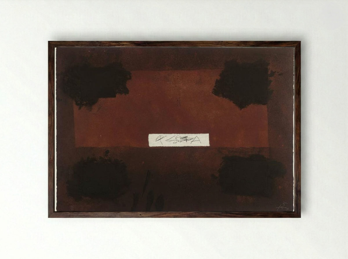 Pasted Cloth - Antoni Tàpies - Framed Print Dark Wood