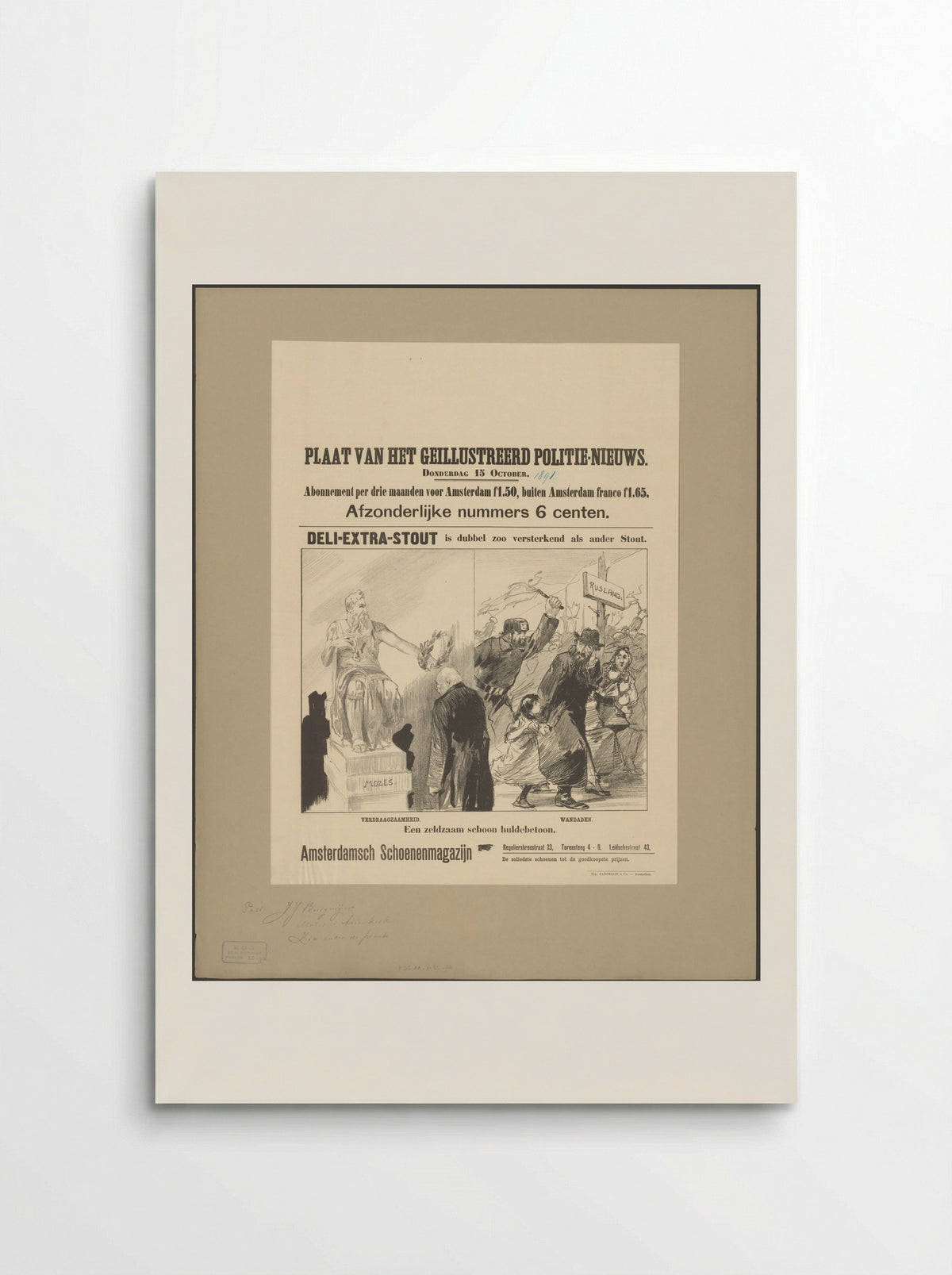 Pastoor Jacobus Joannes Burgmeijer ontvangt laurierkrans van Mozessculptuur; Russische joden op de vlucht - Anonymous - Poster