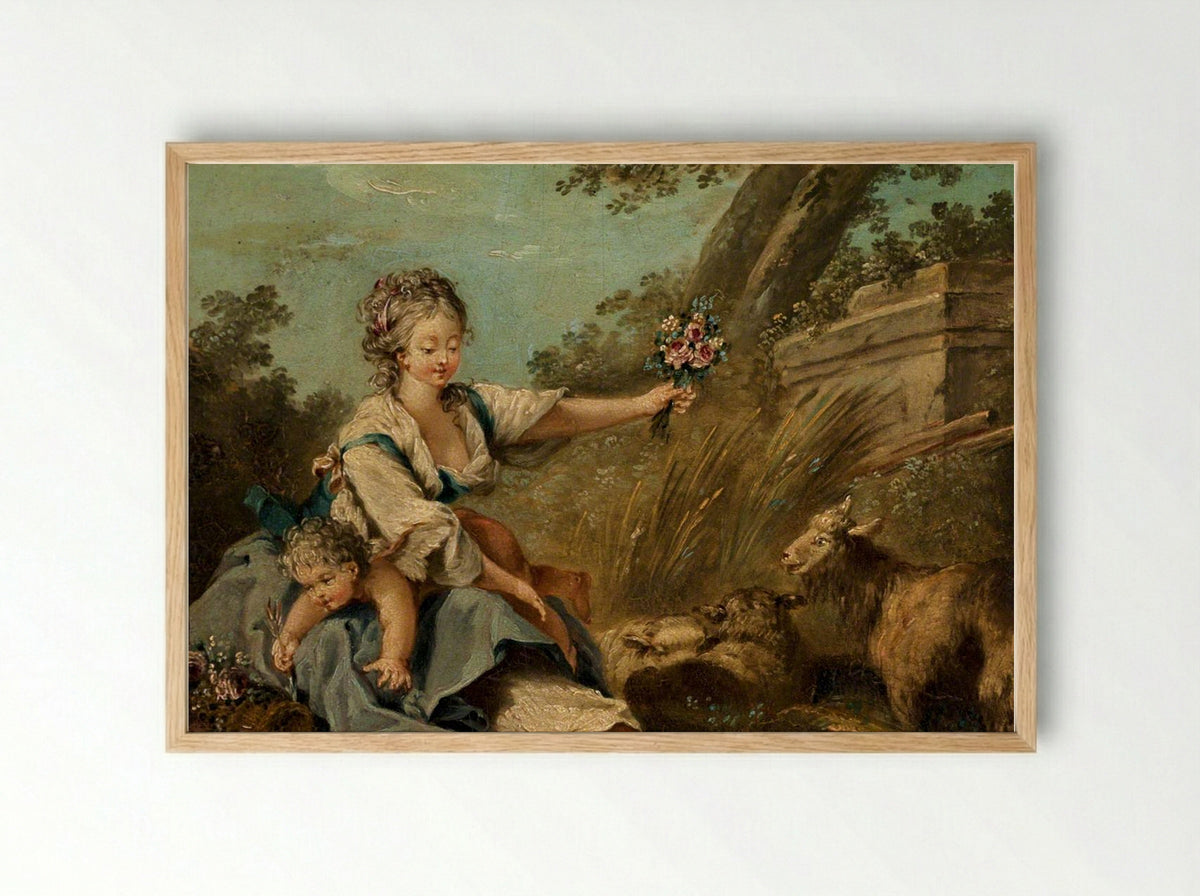 Pastoral Scene - Jean-Baptiste Huet - Framed Print Wood