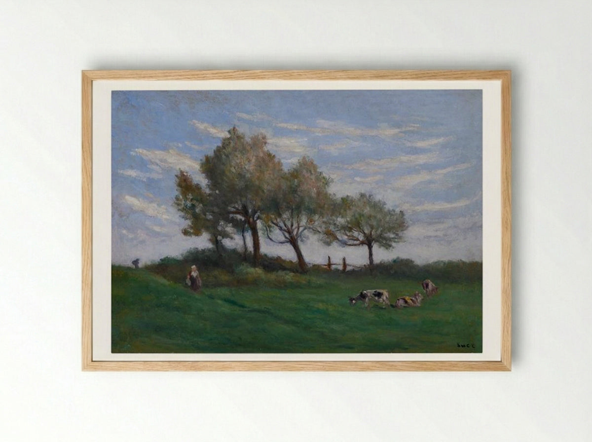 Pasture In Rolleboise - Maximilien Luce - Framed Print Wood