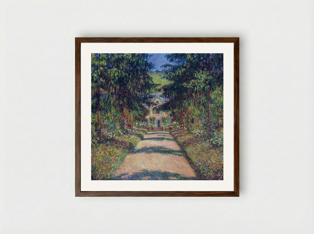 Pathway in Monet's Garden at Giverny - Claude Monet - Framed Print Dark Wood