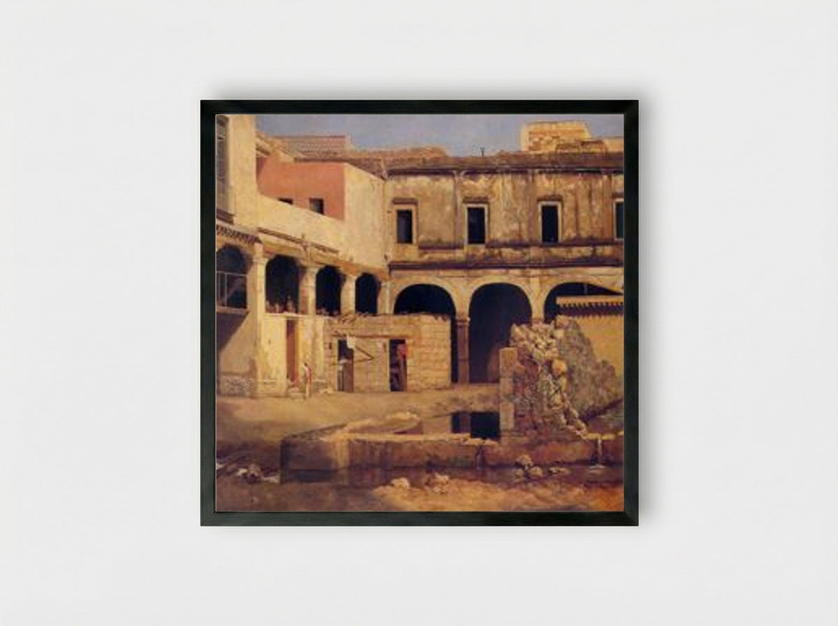 Patio del Exconvento de San Agustín - José María Velasco Gómez - Framed Print Black