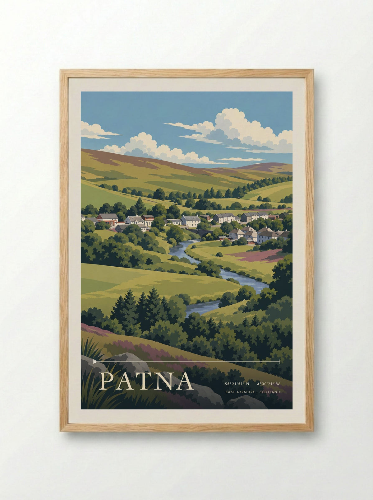 Patna, East Ayrshire | Travel Poster - Framed Print Wood