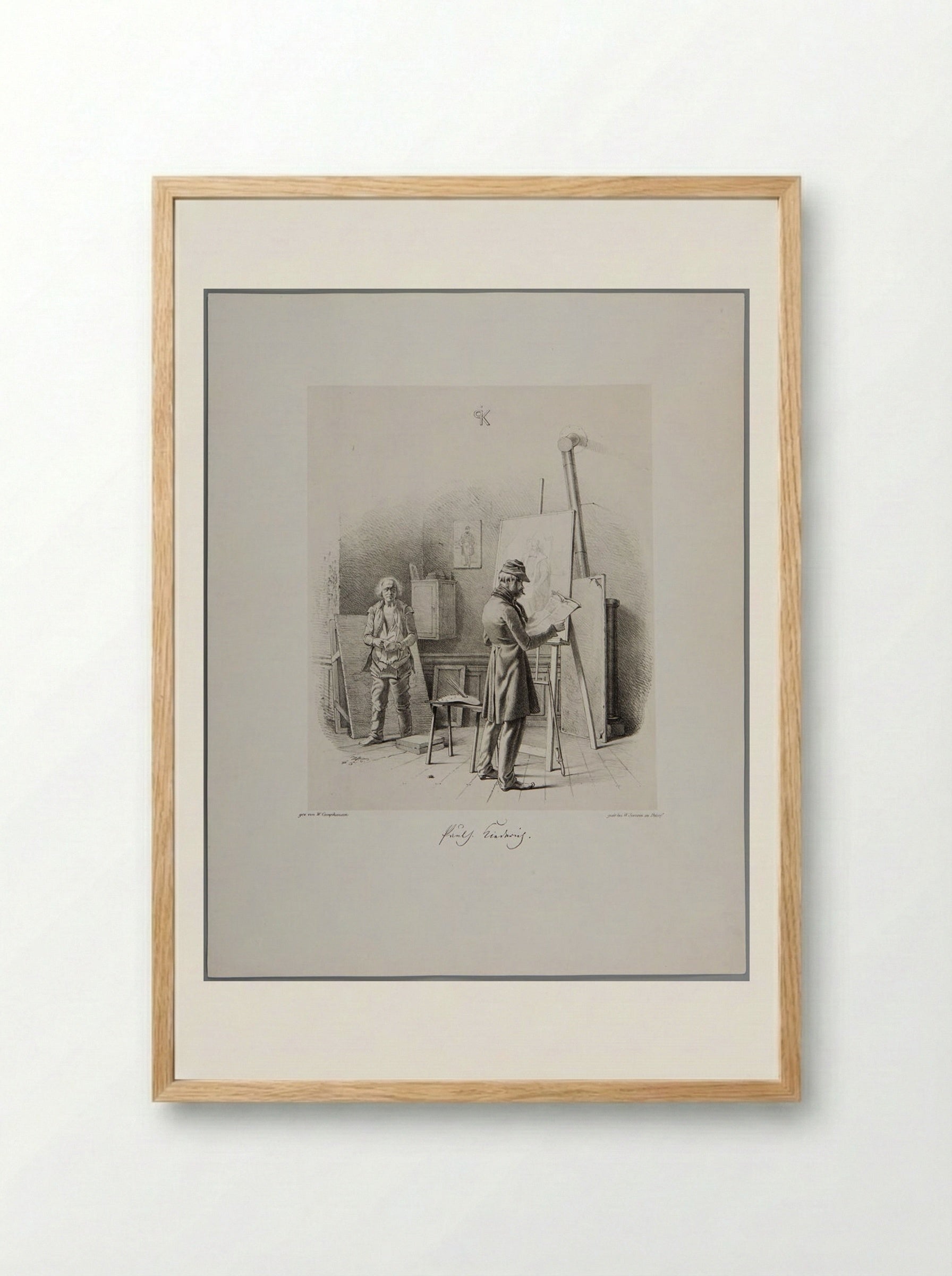 Paul Joseph Kiederich in His Studio - Wilhelm Camphausen - Framed Print Wood