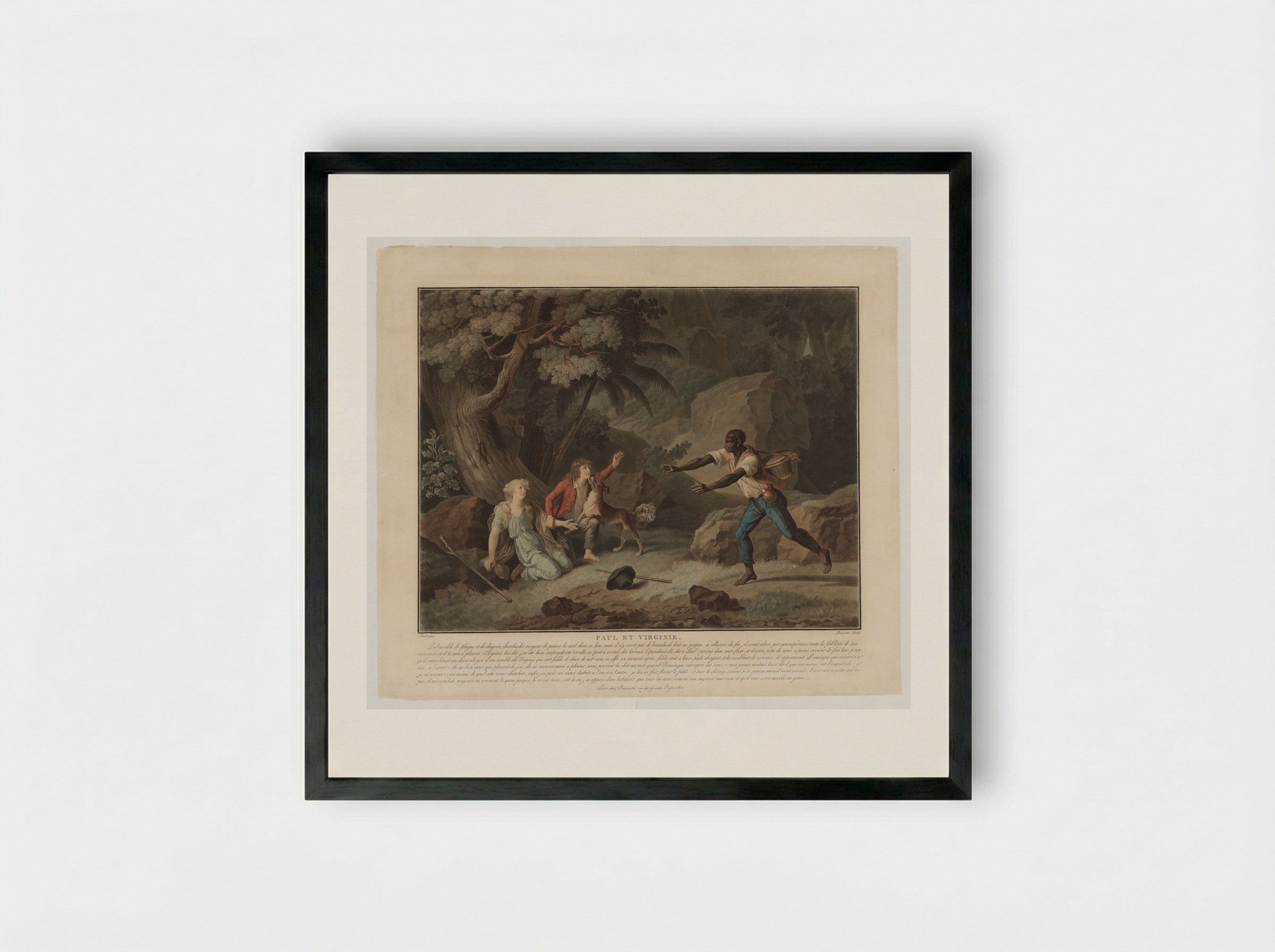 Paul et Virginie - Charles-Melchior Descourtis - Framed Print Black
