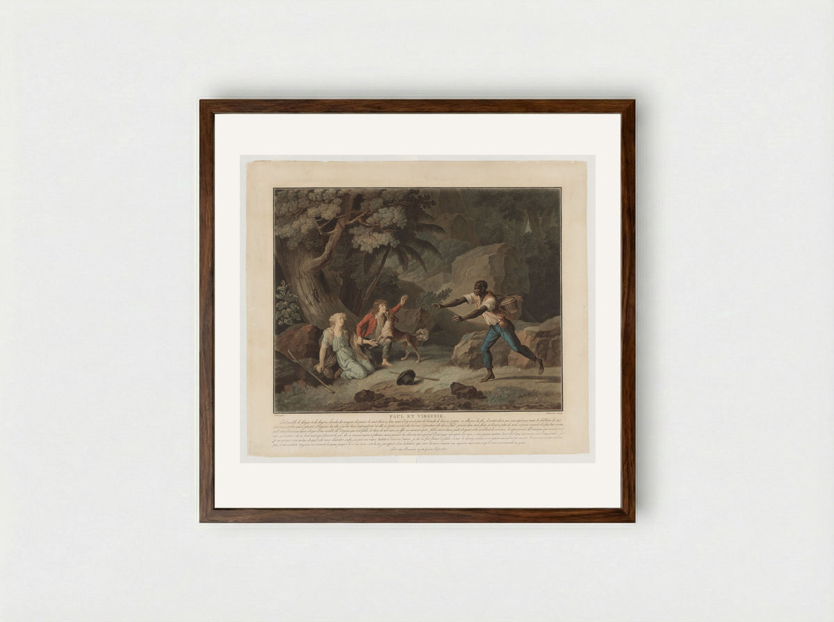 Paul et Virginie - Charles-Melchior Descourtis - Framed Print Dark Wood