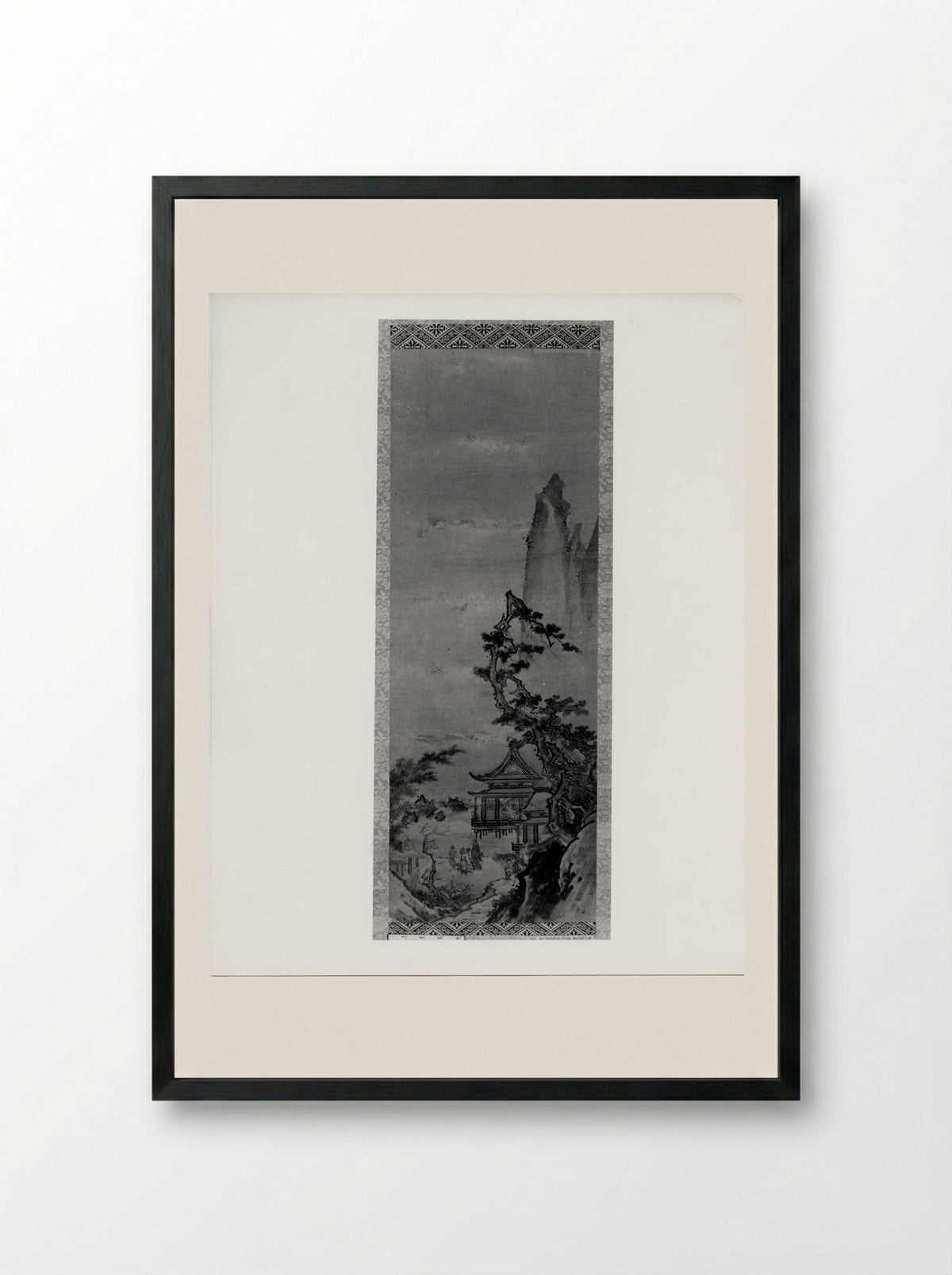 Pavilion on Mountain Stream - Sesshū Tōyō - Framed Print Black