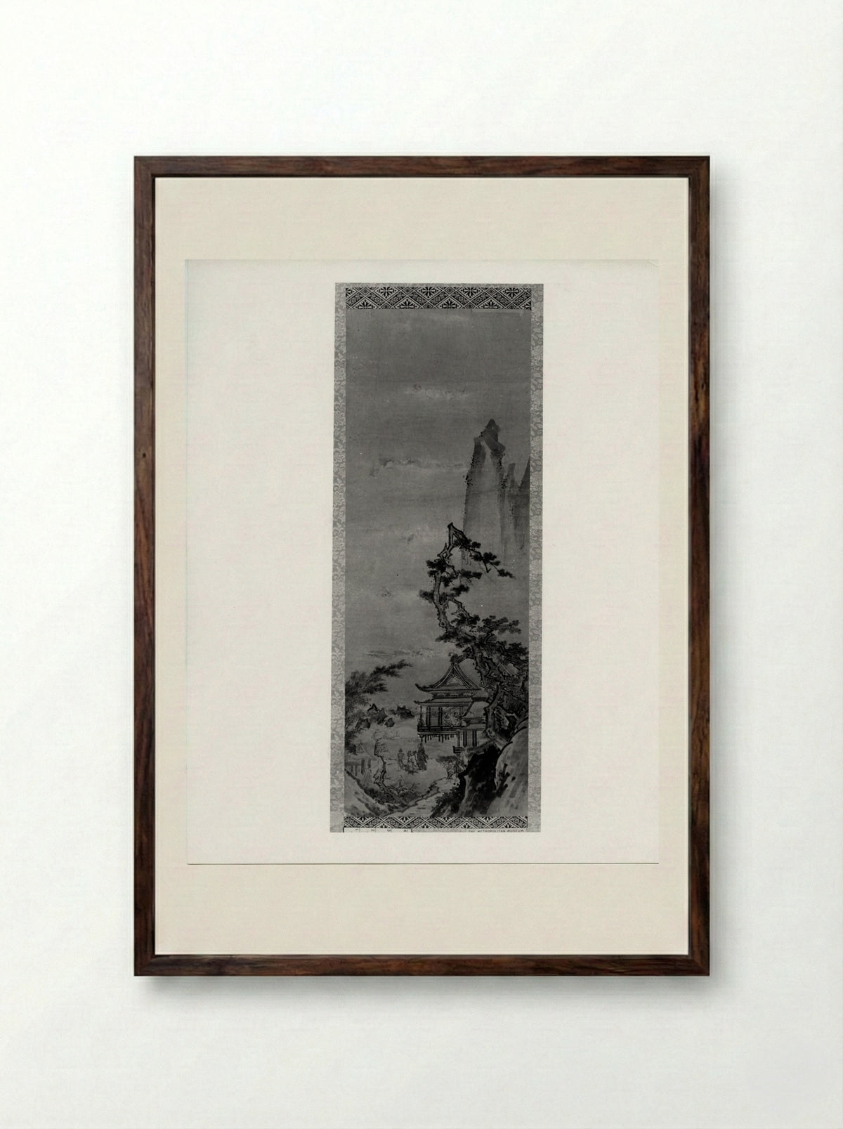 Pavilion on Mountain Stream - Sesshū Tōyō - Framed Print Dark Wood