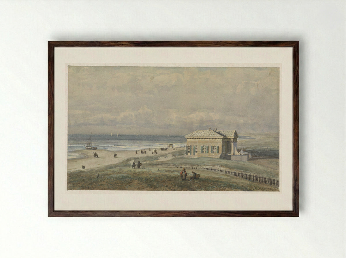 Paviljoen van Wied te Scheveningen - Johannes Josephus Destree - Framed Print Dark Wood