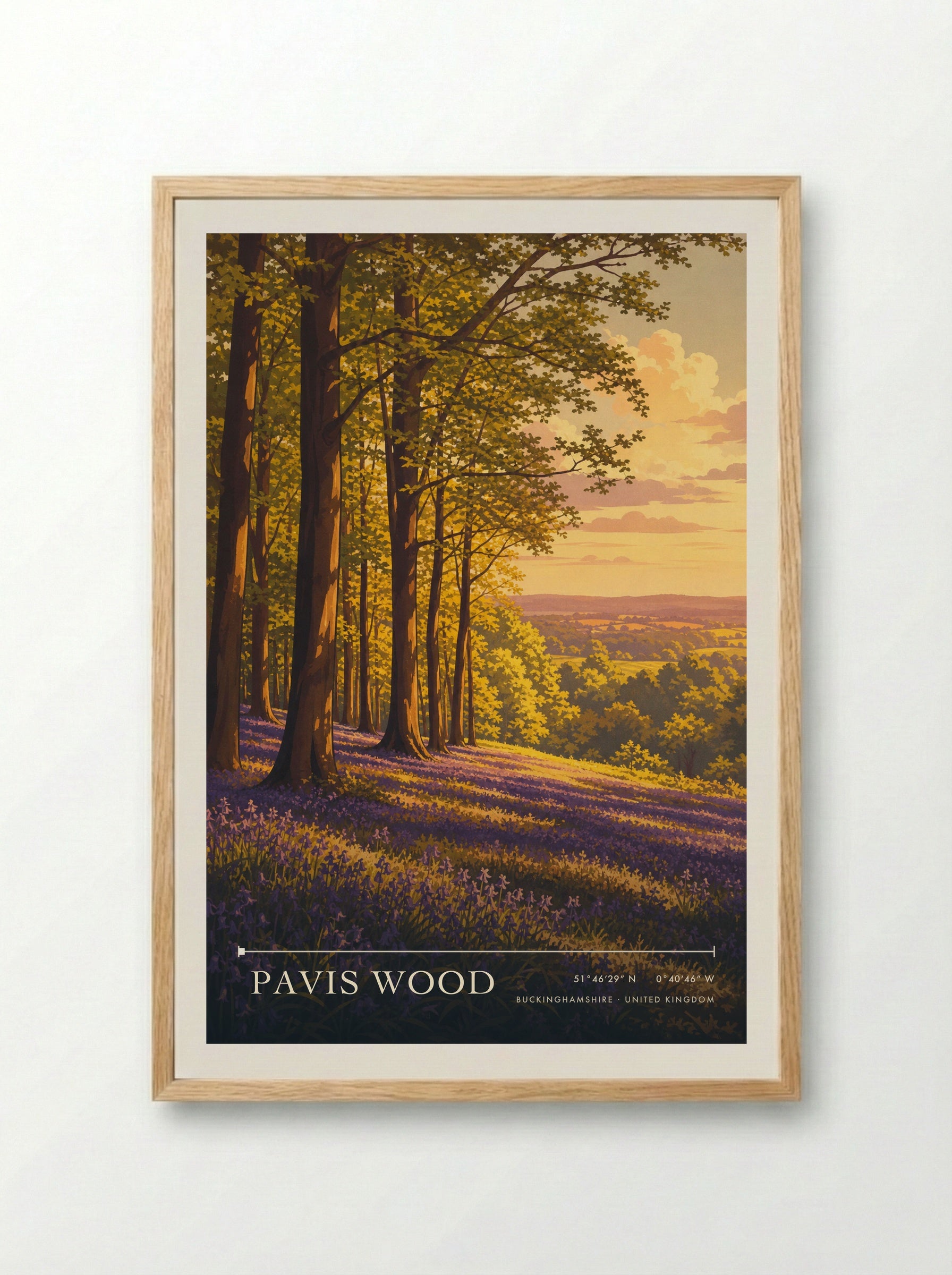 Pavis Wood Buckinghamshire United Kingdom Travel Poster - Framed Print Wood