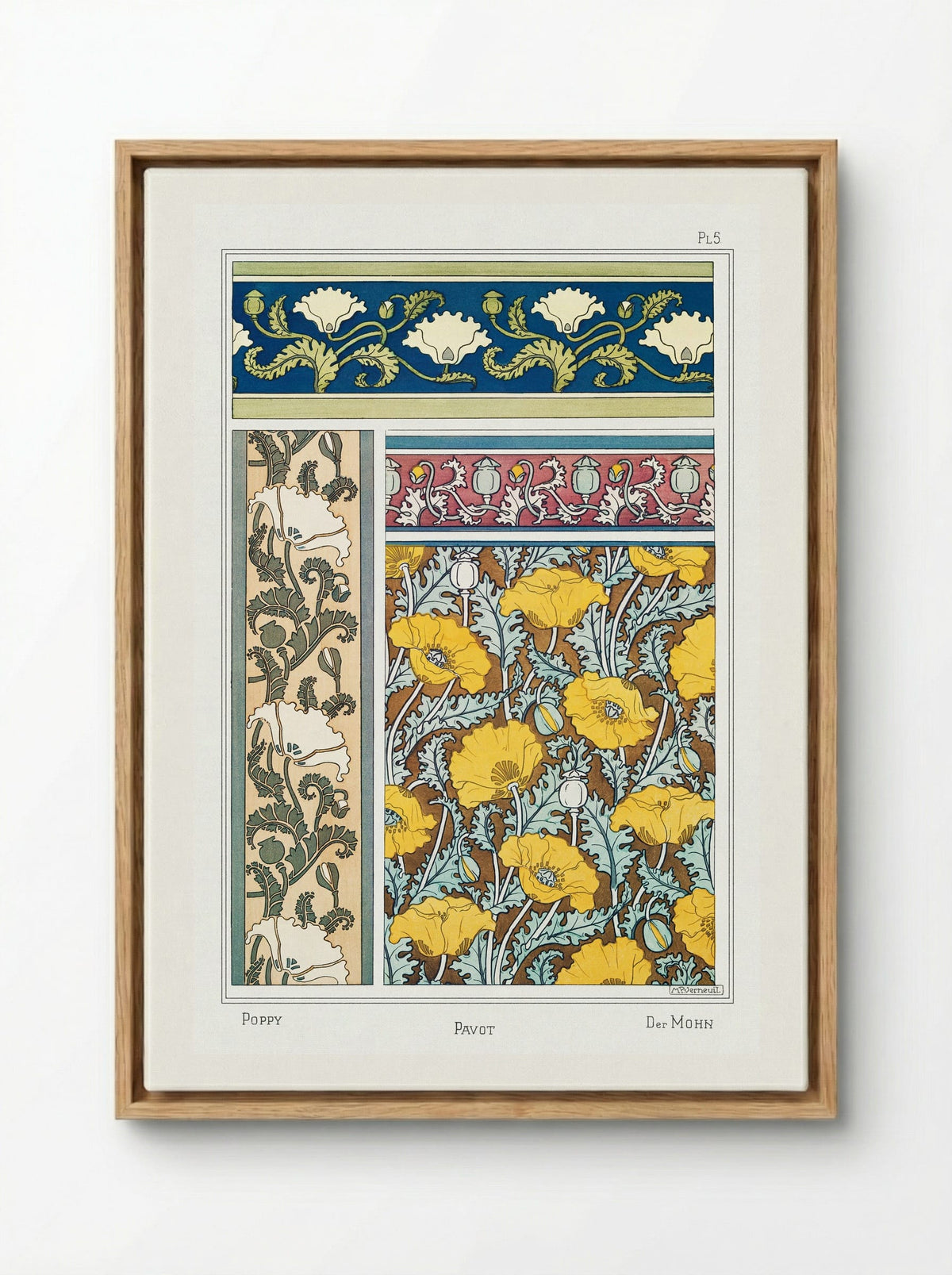Pavot (Poppy) from La Plante et ses Applications ornementales - Maurice Pillard Verneuil - Framed Canvas Wood