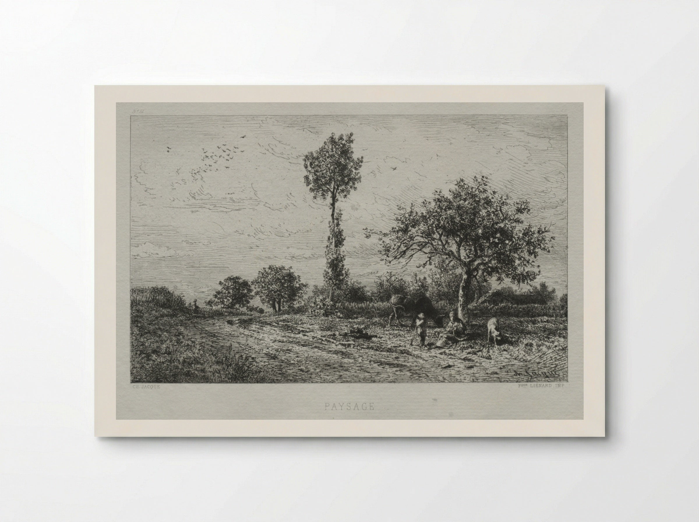 Paysage (Rural Scene with Figures) - Charles-Émile Jacque - Poster
