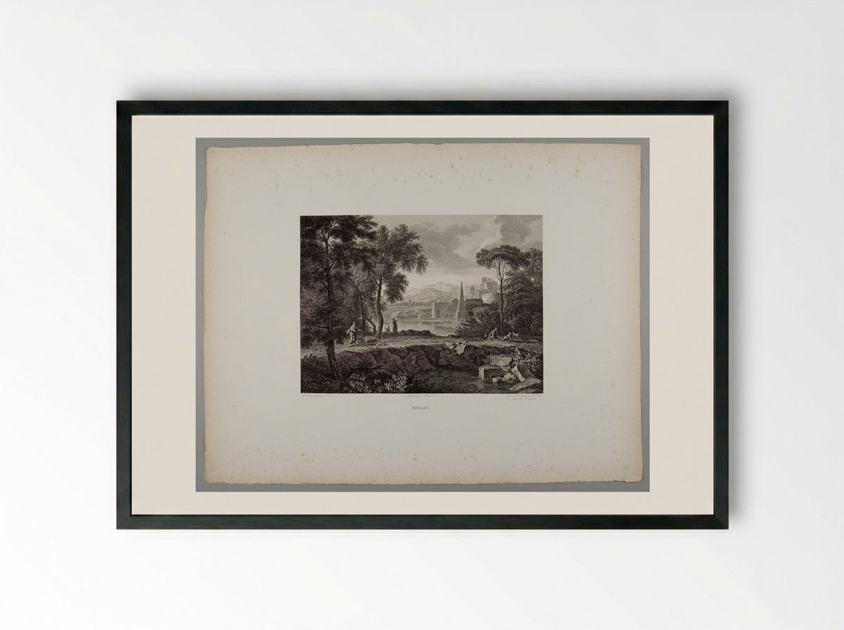 Paysage - Claude François Fortier - Framed Print Black