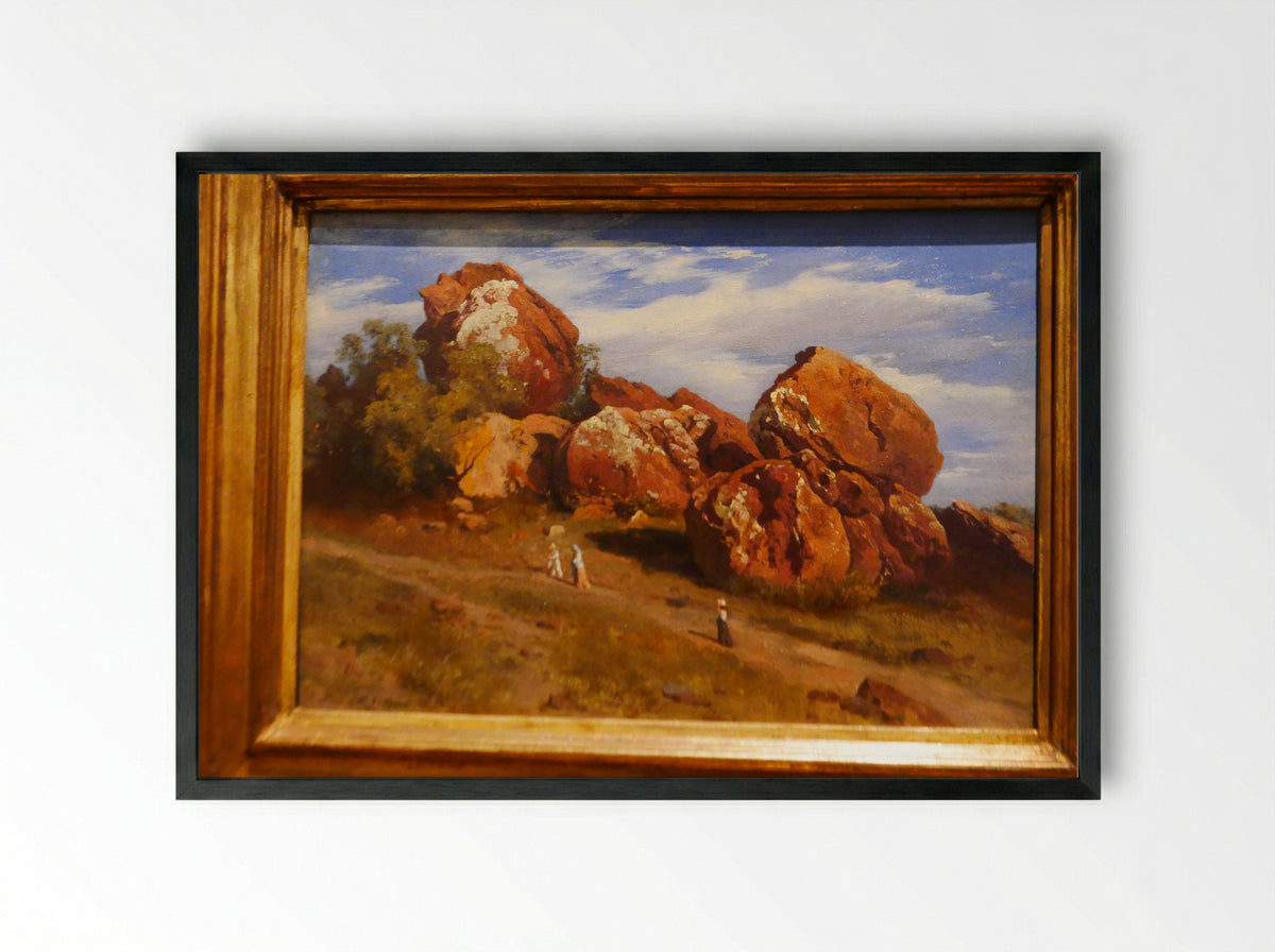 Peñascos del cerro de Atzacoalco - José María Velasco - Framed Print Black