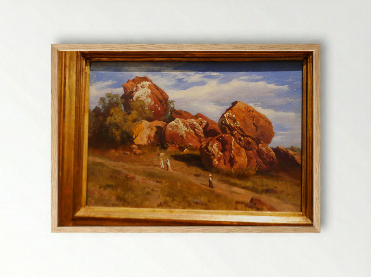 Peñascos del cerro de Atzacoalco - José María Velasco - Framed Print Wood