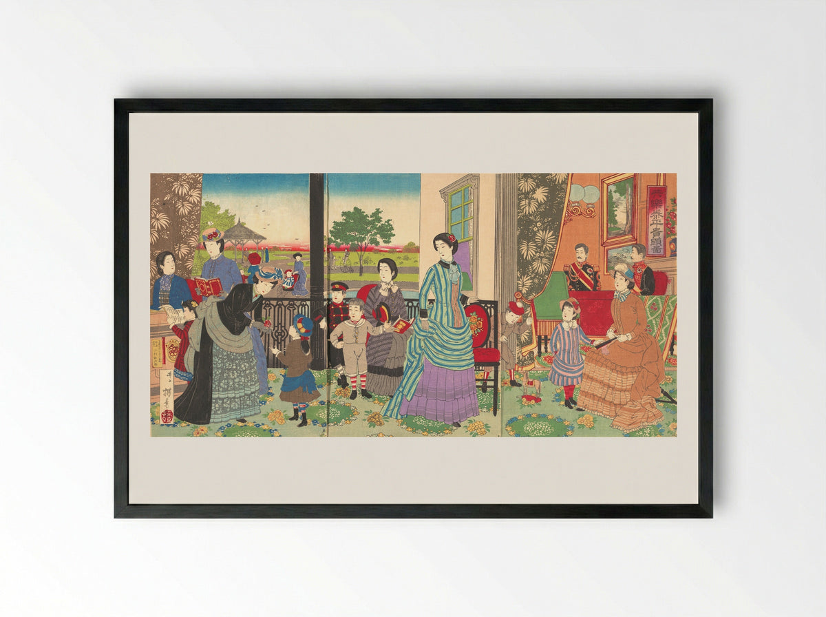Peaceful Pleasures of the Highest Nobility - Inoue Yasuji - Framed Print Black