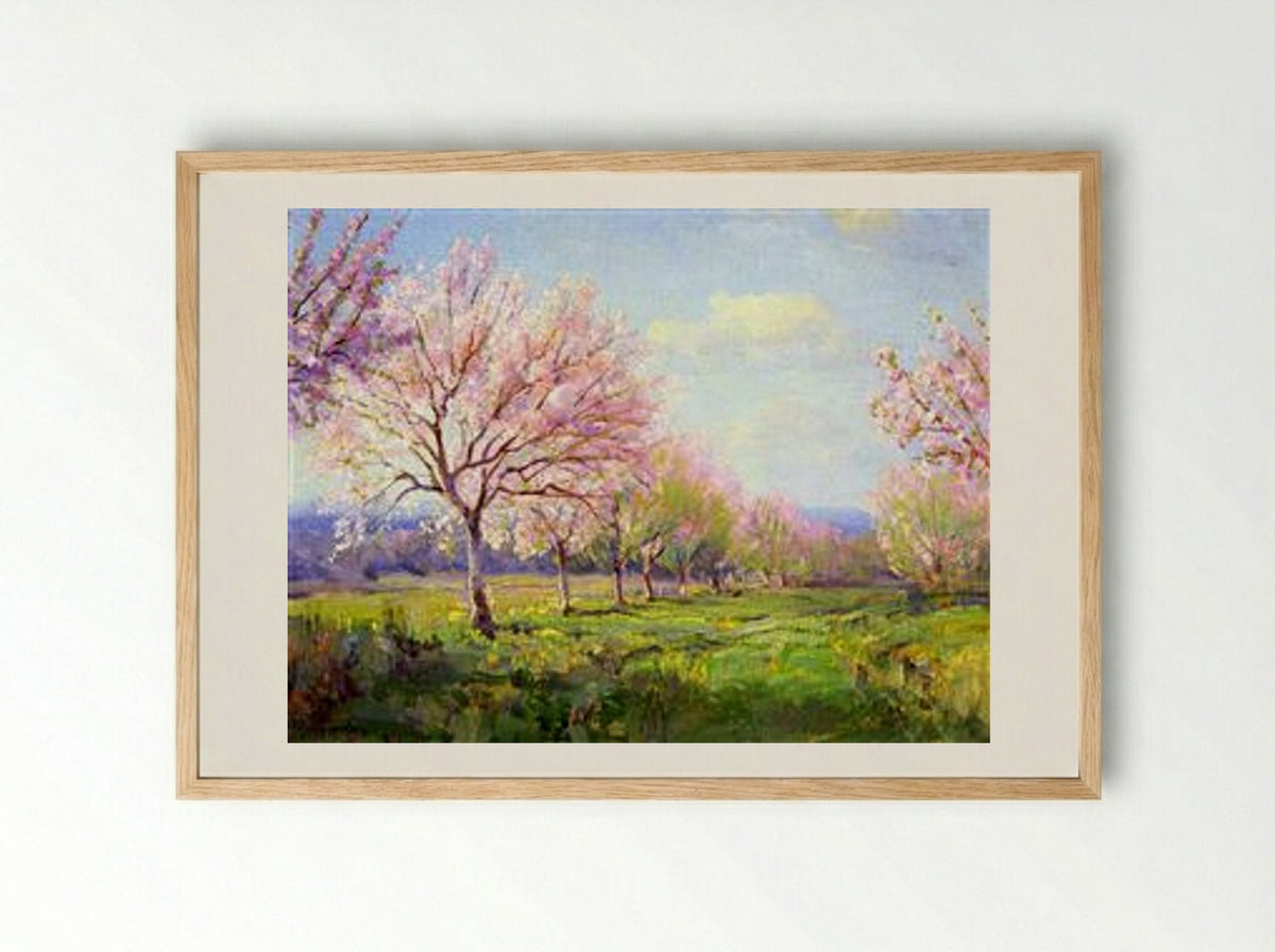 Peach Orchard on Mavericks Farm - Robert Julian Onderdonk - Framed Print Wood