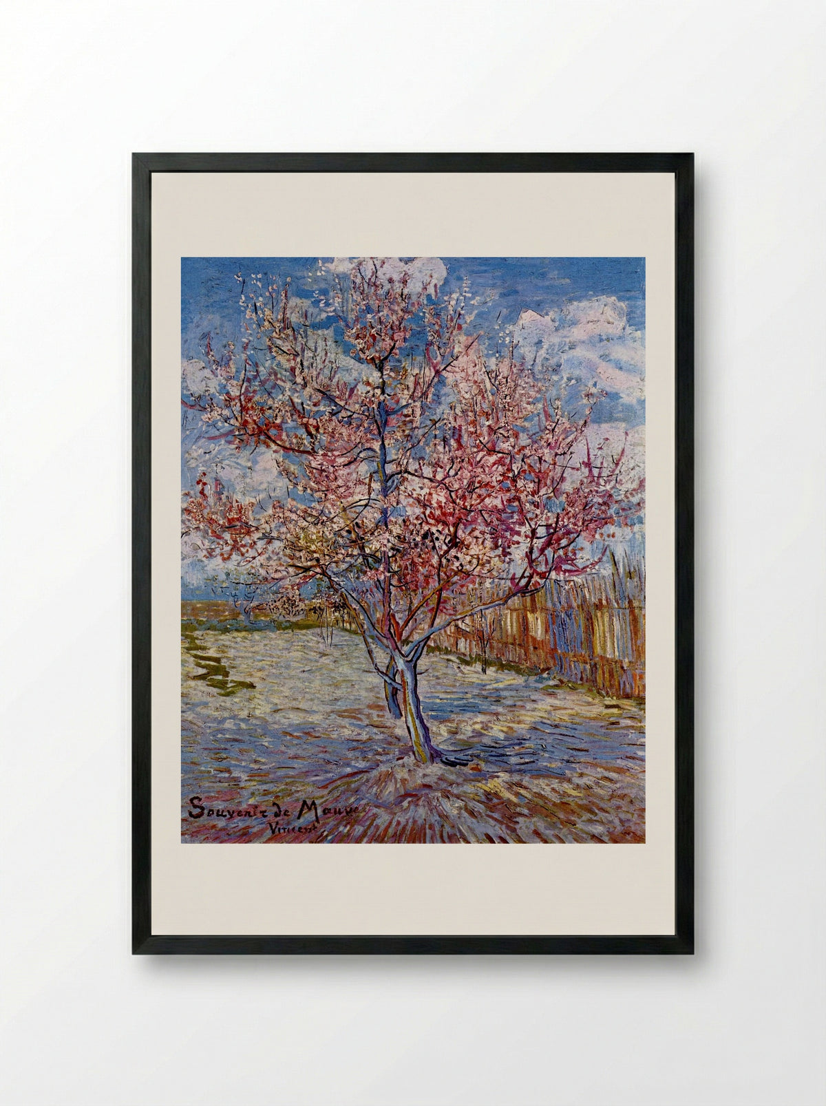 Peach Tree in Bloom (in memory of Mauve) - Vincent van Gogh - Framed Print Black