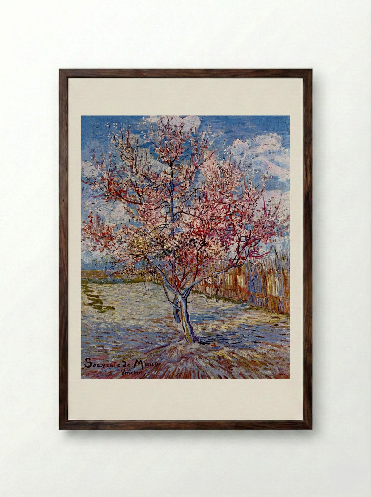 Peach Tree in Bloom (in memory of Mauve) - Vincent van Gogh - Framed Print Dark Wood