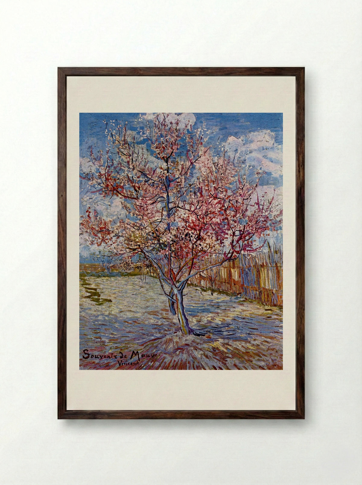 Peach Tree in Bloom (in memory of Mauve) - Vincent van Gogh - Framed Print Dark Wood