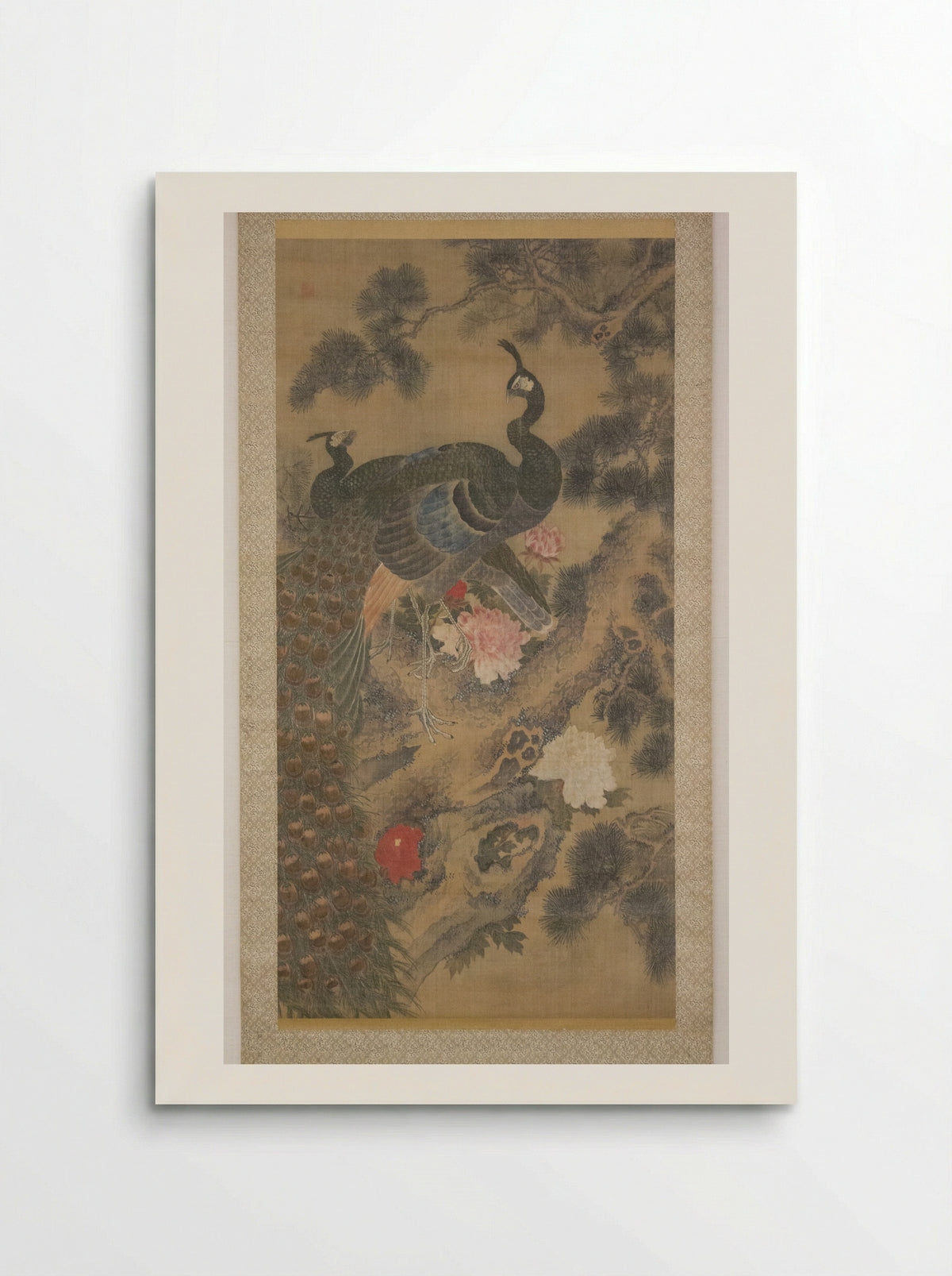 Peacocks, Pine Tree, and Peonies - Lü Ji - Poster