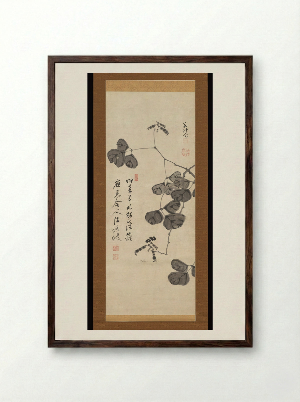 Peapods on a Branch - Itō Jakuchū - Framed Print Dark Wood