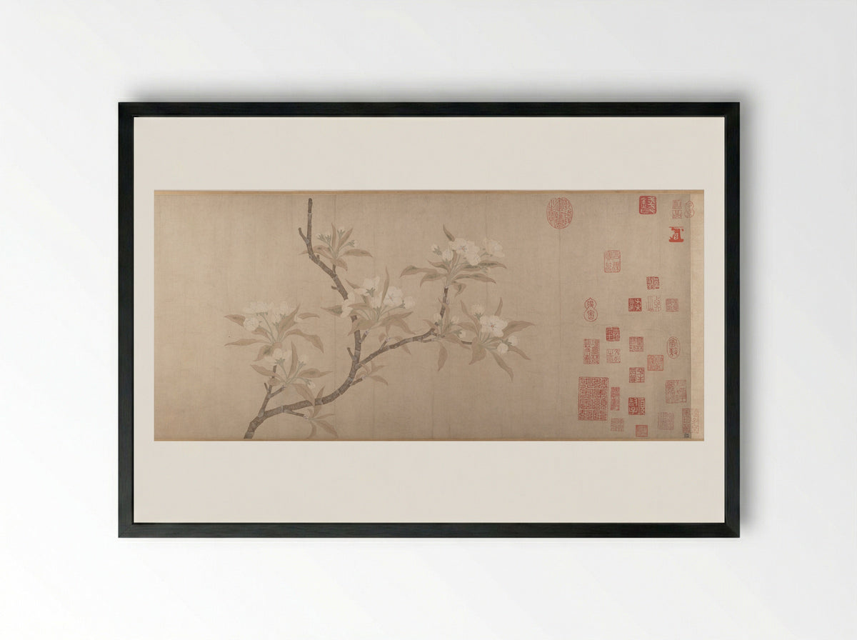 Pear Blossoms - Fine Art Print - Framed Print Black