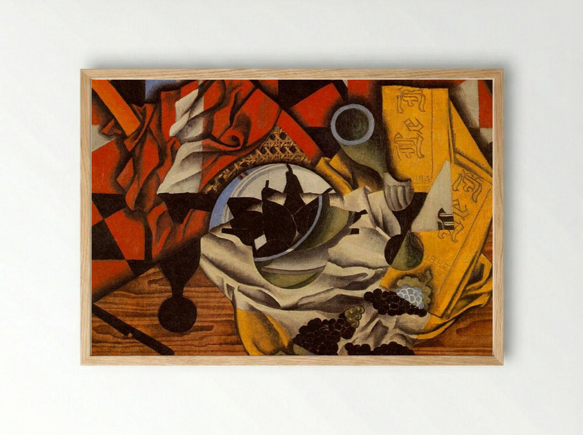 Pears and Grapes on a Table - Juan Gris - Framed Print Wood