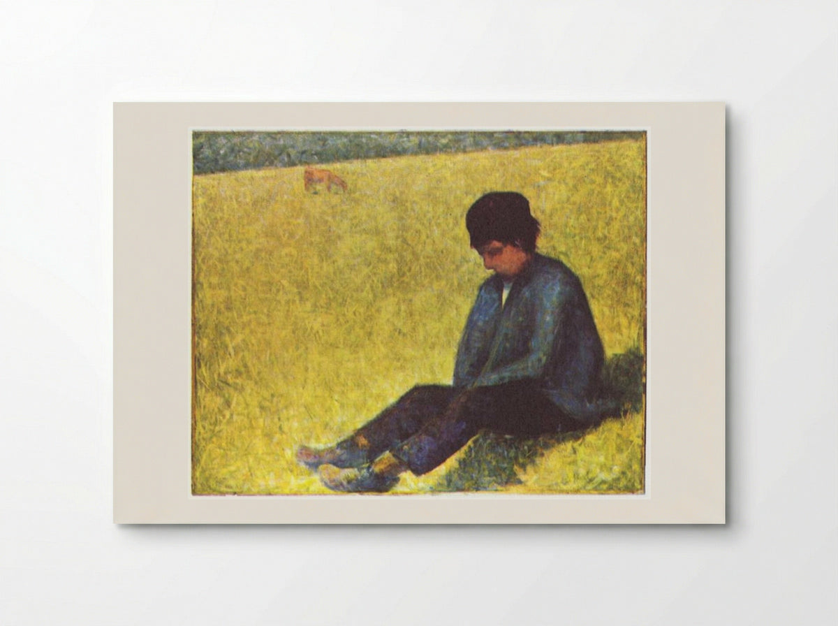 Peasant Boy Sitting in a Meadow - Georges Seurat - Poster