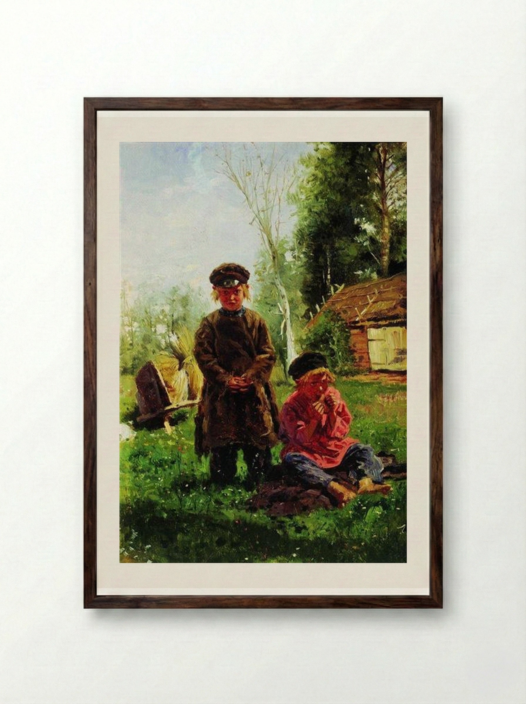 Peasant Boys - Vladimir Makovsky - Framed Print Dark Wood
