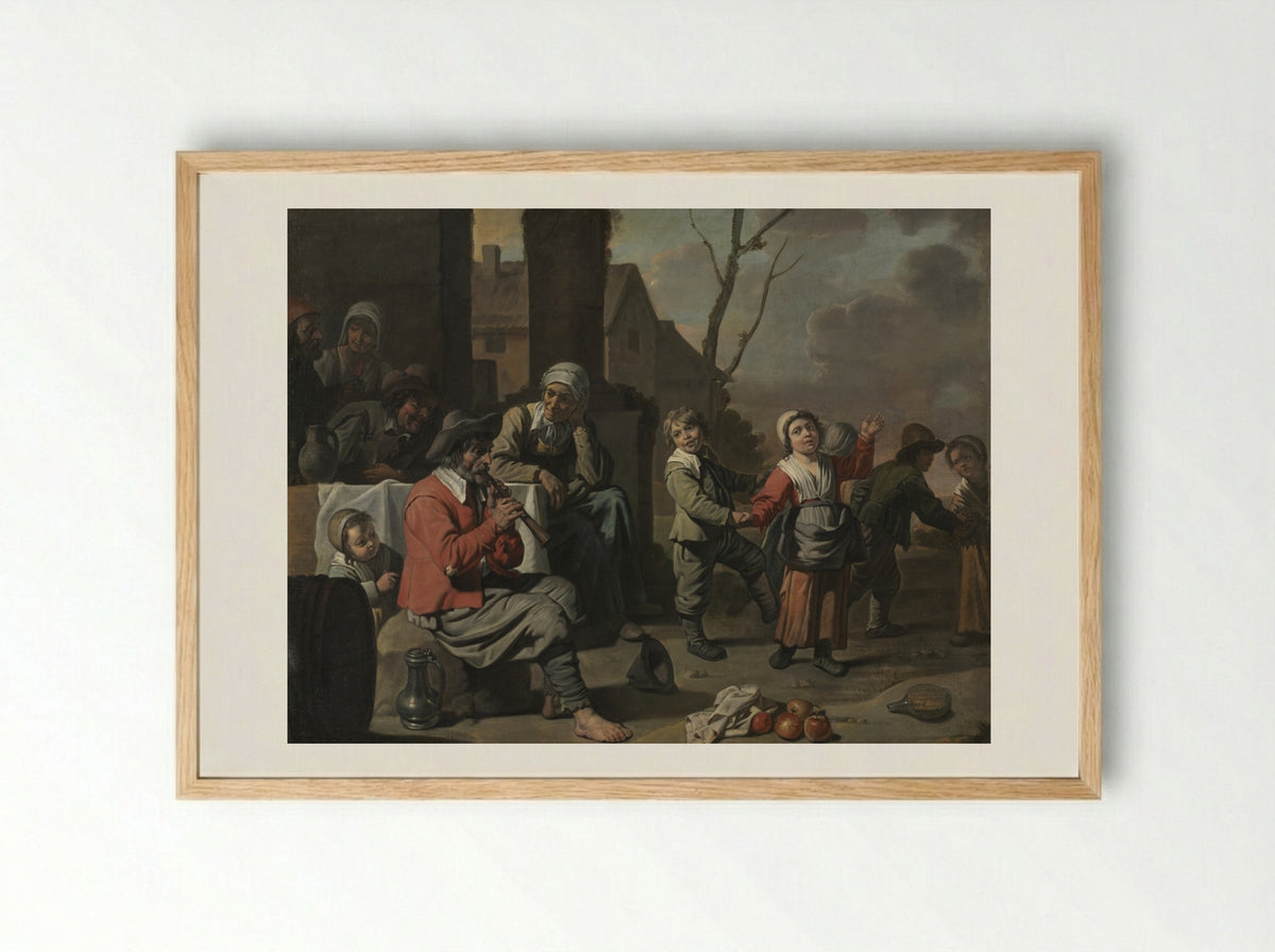 Peasant Children Dancing - Louis Le Nain - Framed Print Wood