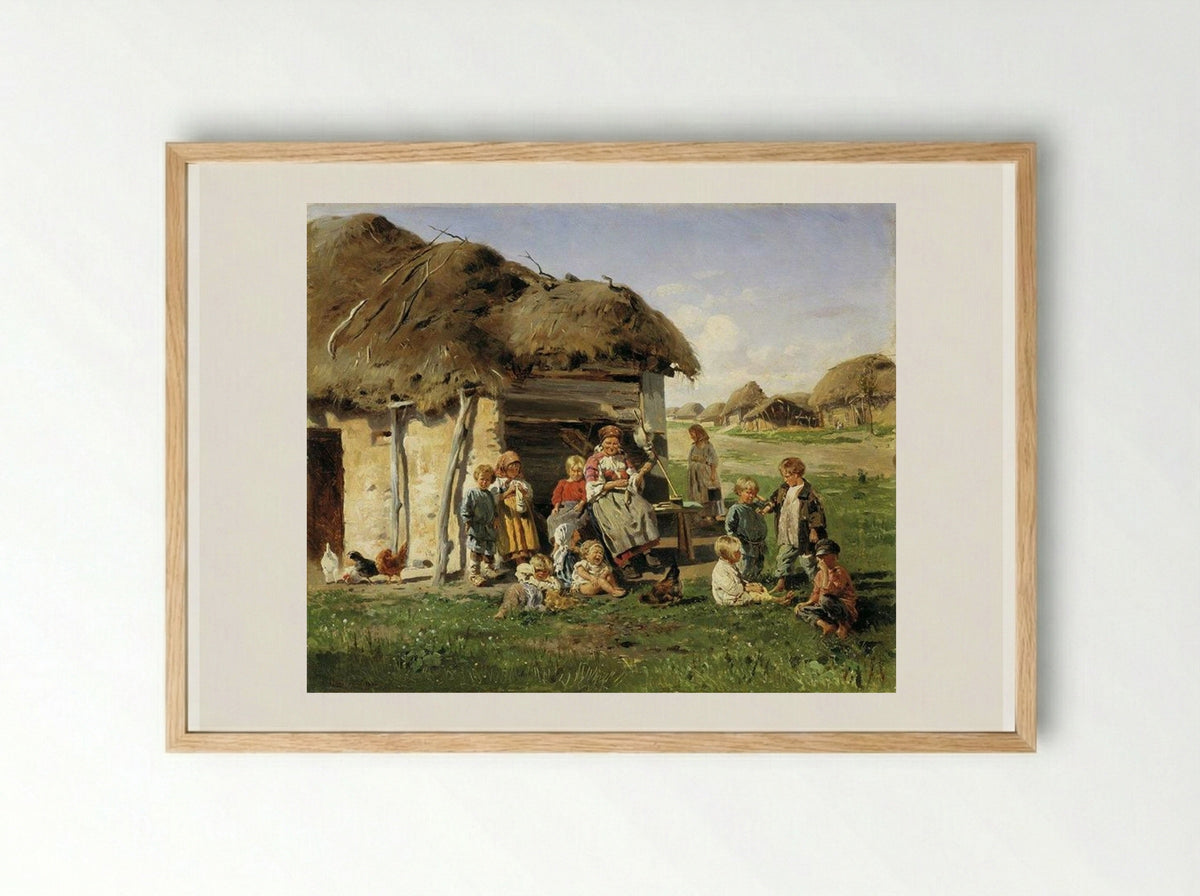Peasant Children - Vladimir Makovsky - Framed Print Wood