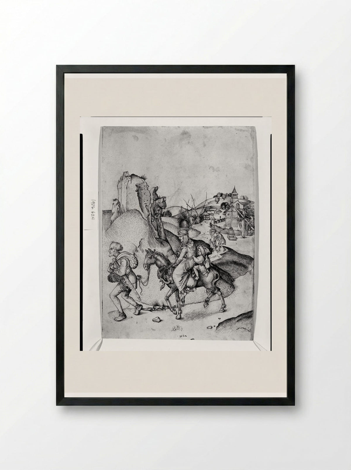Peasant Family Going to Market - Martin Schongauer - Framed Print Black