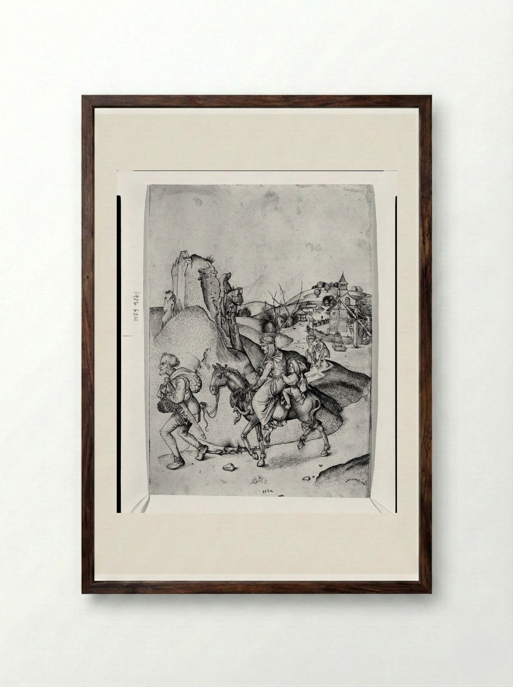 Peasant Family Going to Market - Martin Schongauer - Framed Print Dark Wood