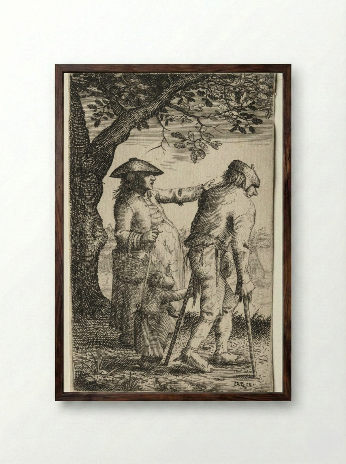 Peasant Family - David Vinckboons - Framed Print Dark Wood