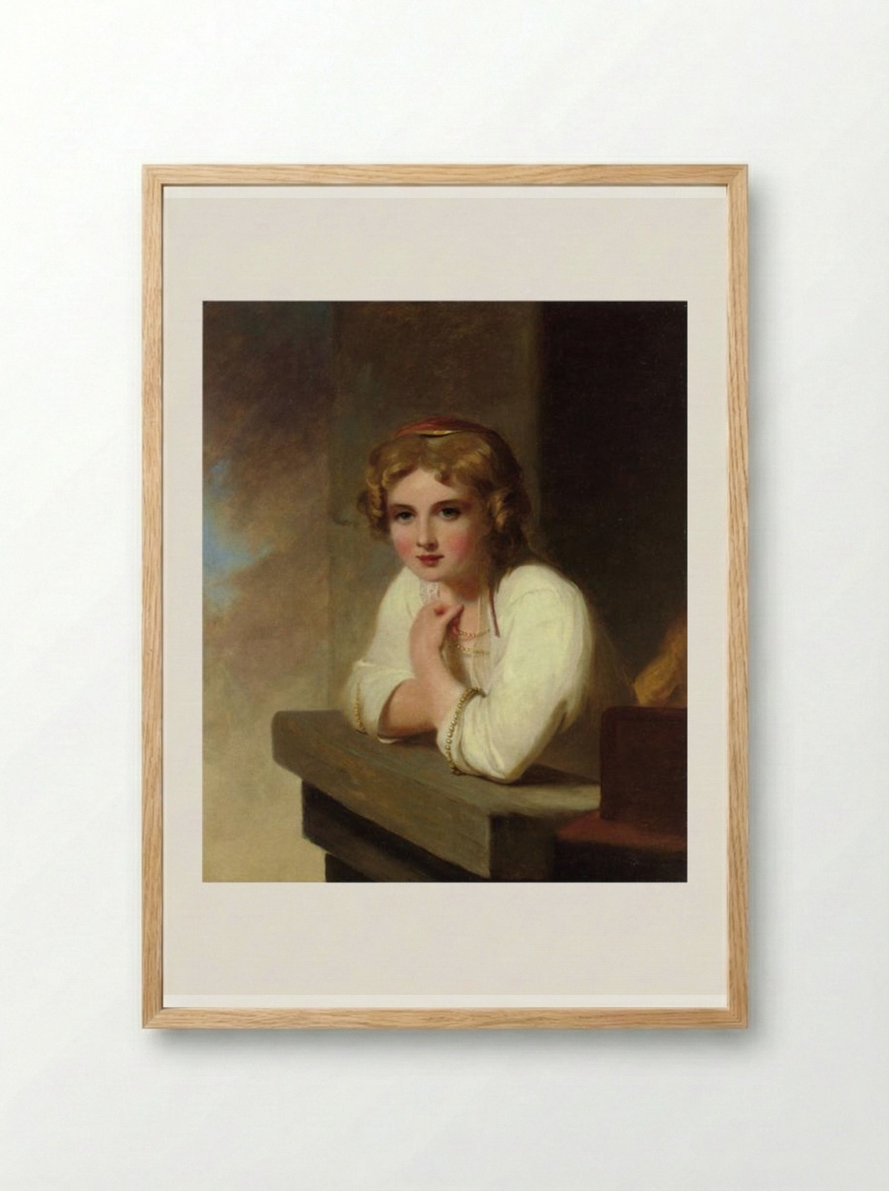 Peasant Girl (after Rembrandt's 'Young Girl Leaning on a Windowsill') - Thomas Sully - Framed Print Wood