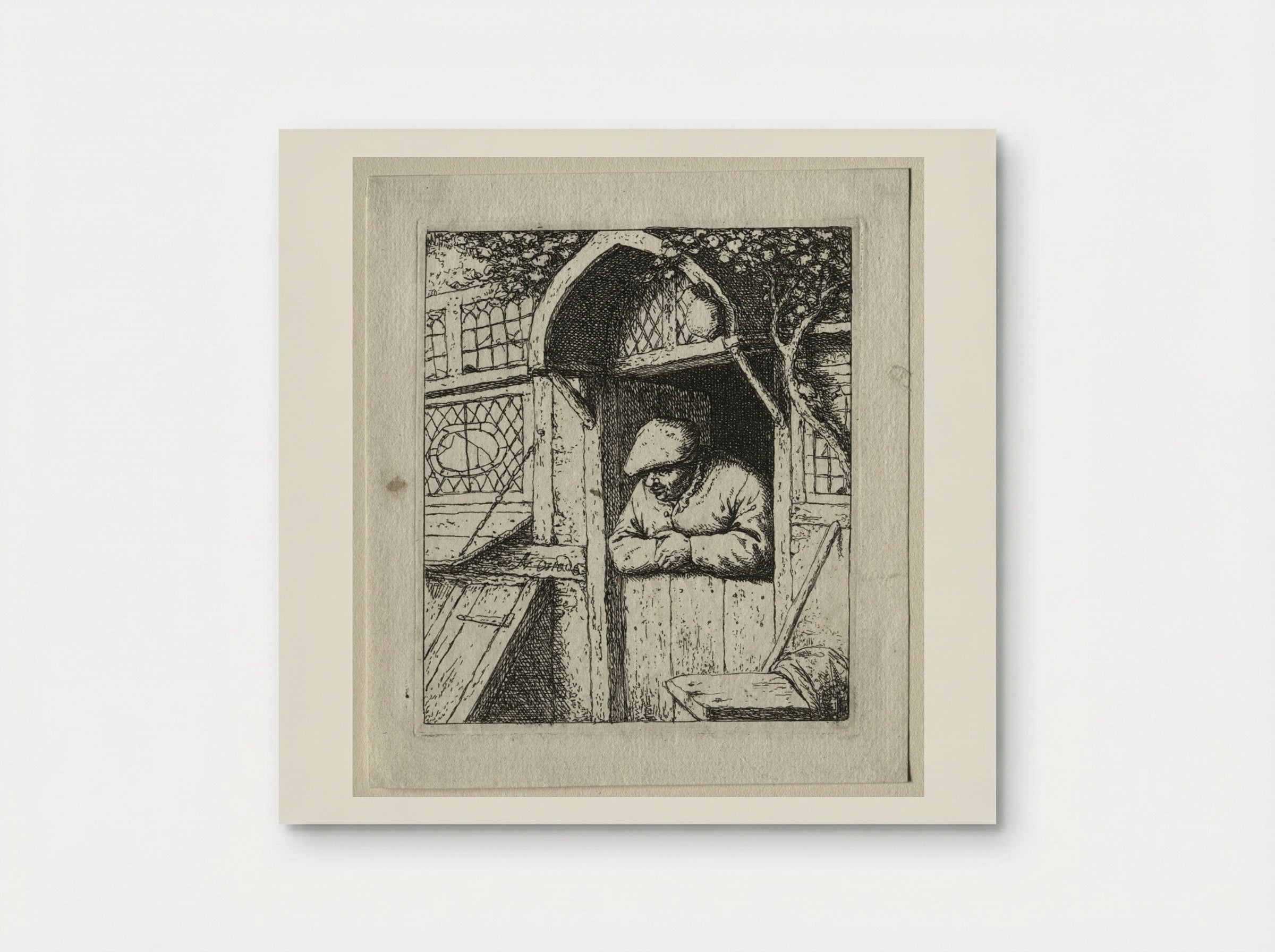 Peasant Leaning on his Doorway - Adriaen van Ostade - Poster
