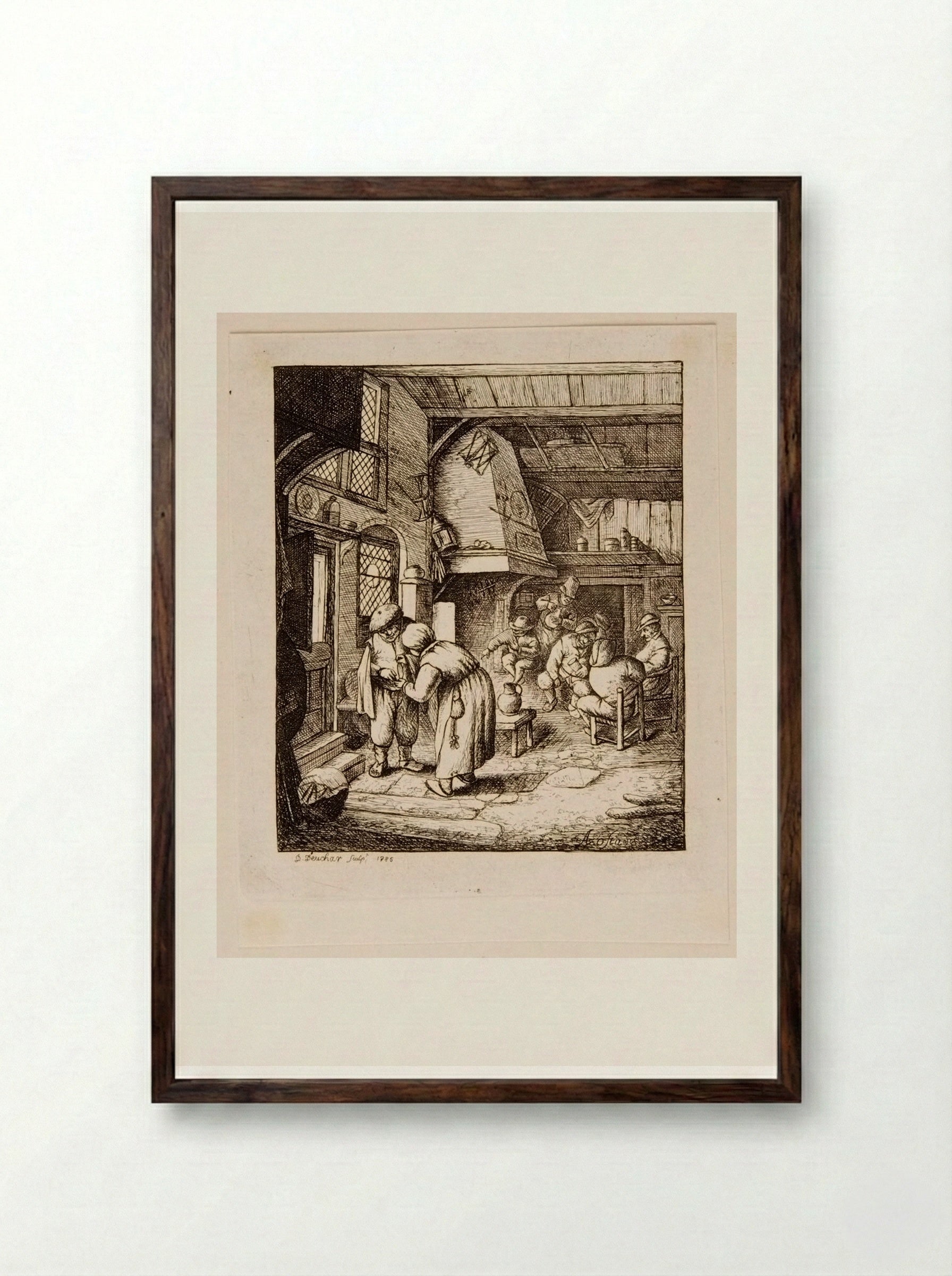 Peasant Paying His Bill - David Deuchar - Framed Print Dark Wood