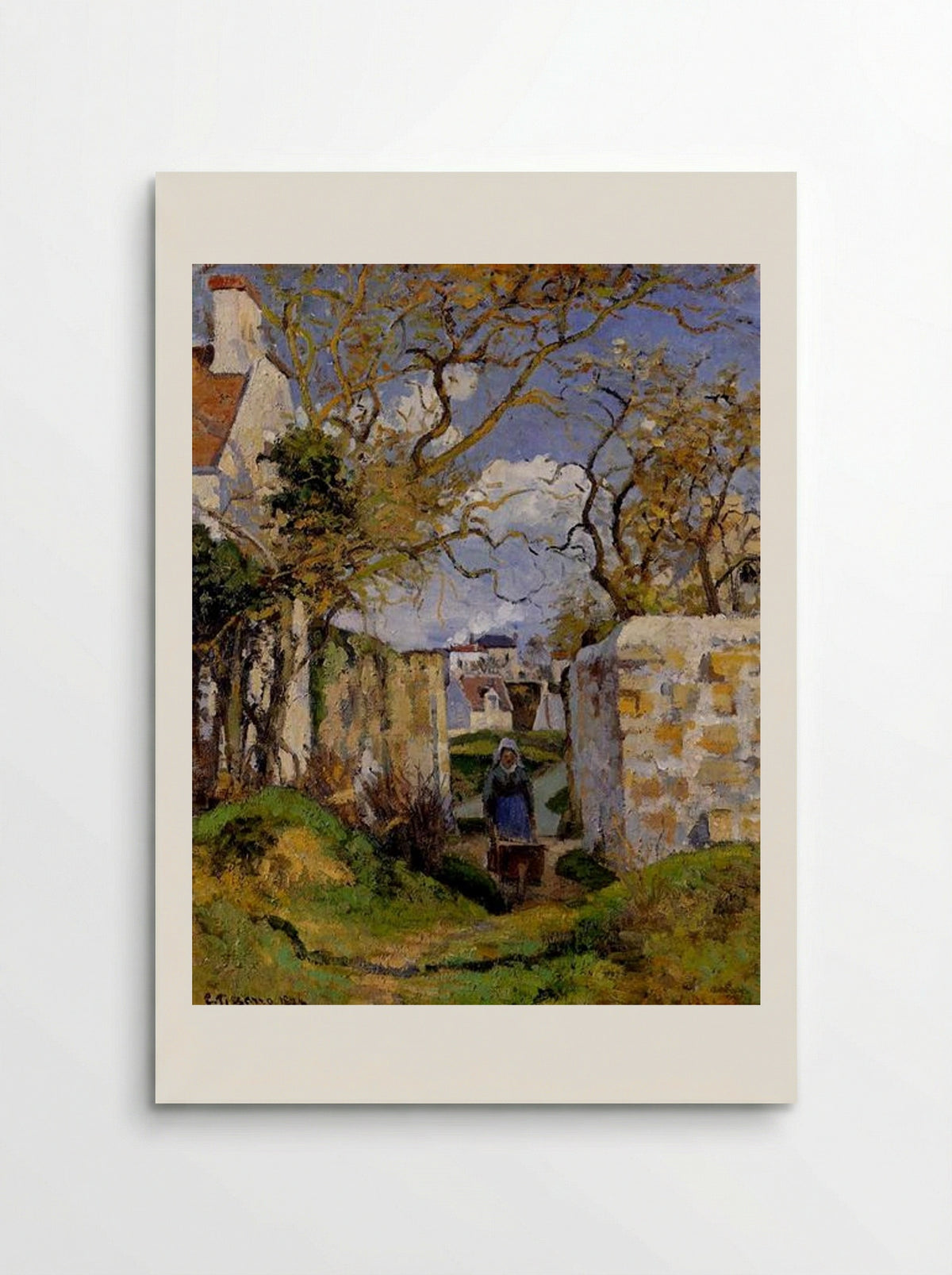Peasant Pushing a Wheelbarrow, Maison Rondest, Pontoise - Camille Pissarro - Poster