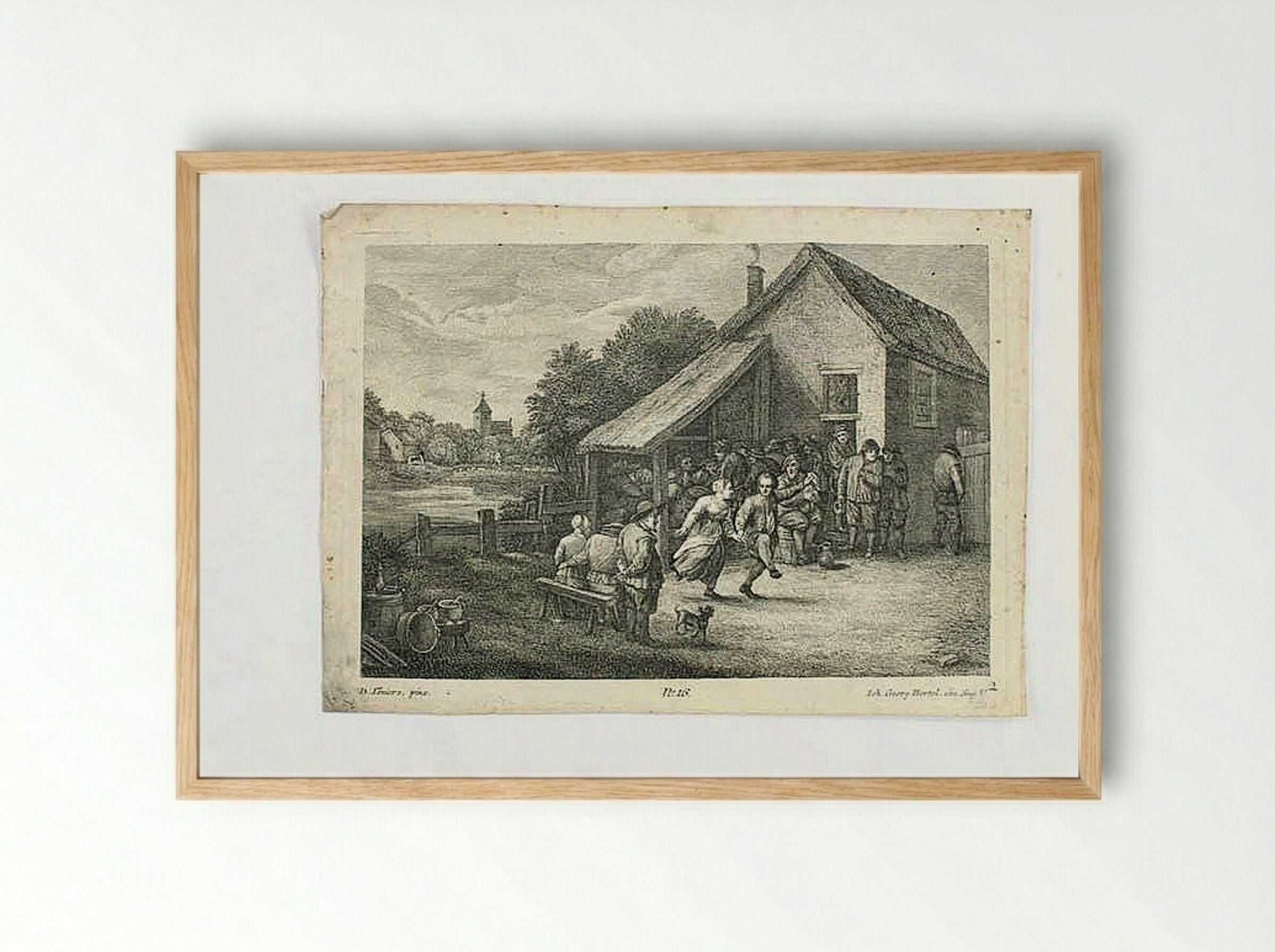 Peasant Scene Outside an Inn - Johann Georg Hertel (II) - Framed Print Wood