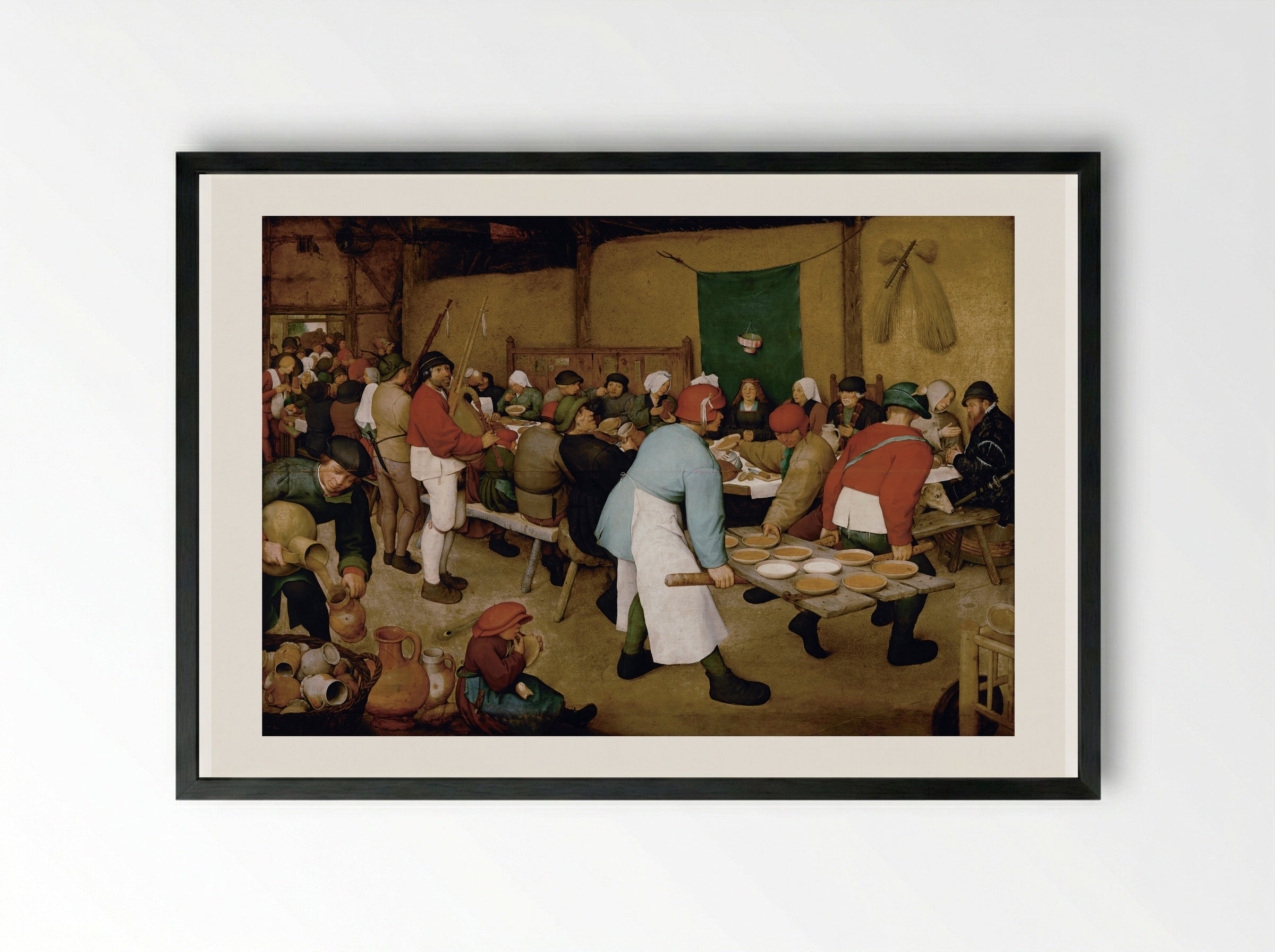 Peasant Wedding - Pieter Bruegel the Elder - Framed Print Black
